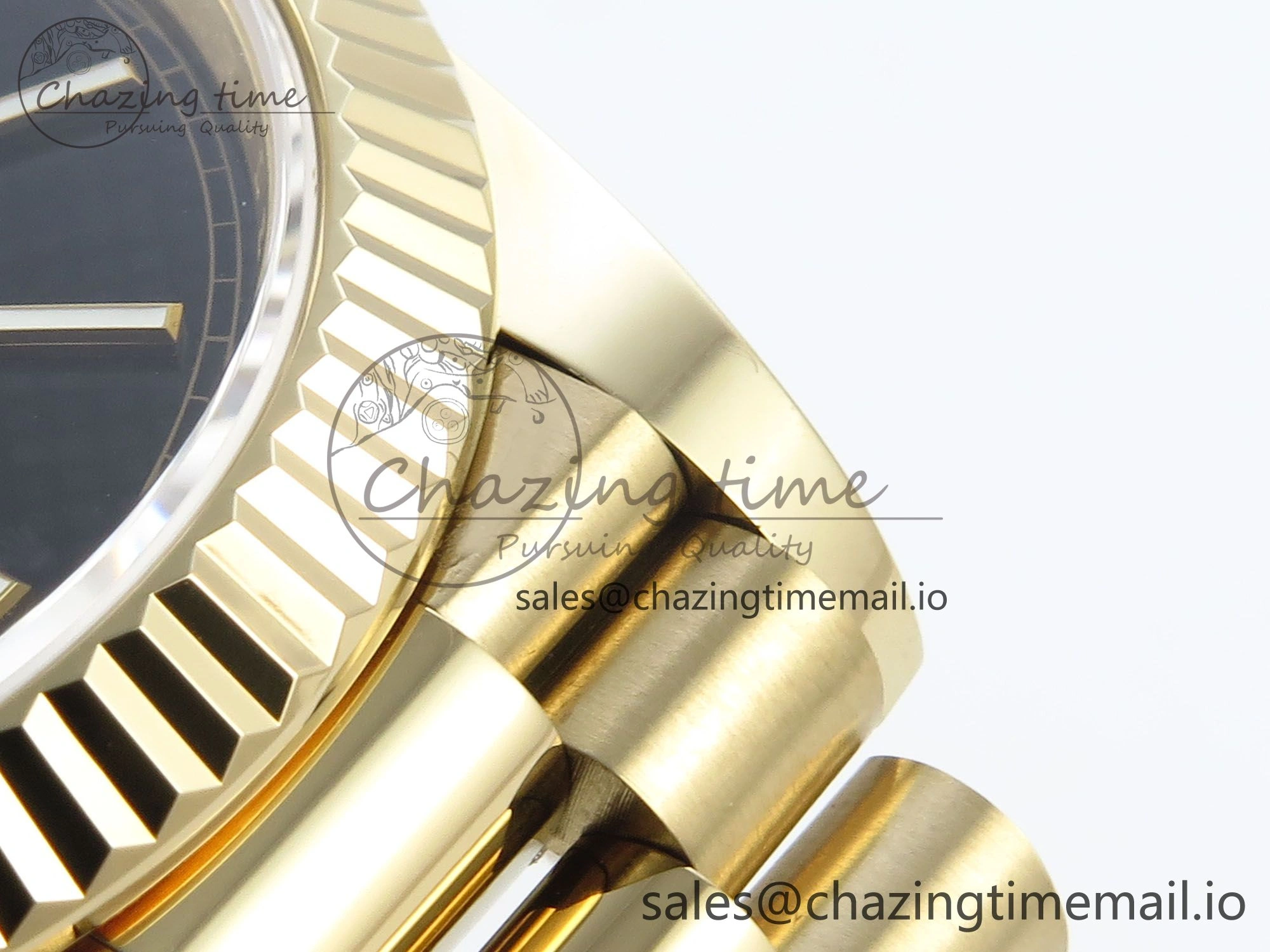 Day Date 40 YG 228238 Noob 1:1 Best Edition Black Textured Stick Dial on President Bracelet A2836 (Gain Weight)