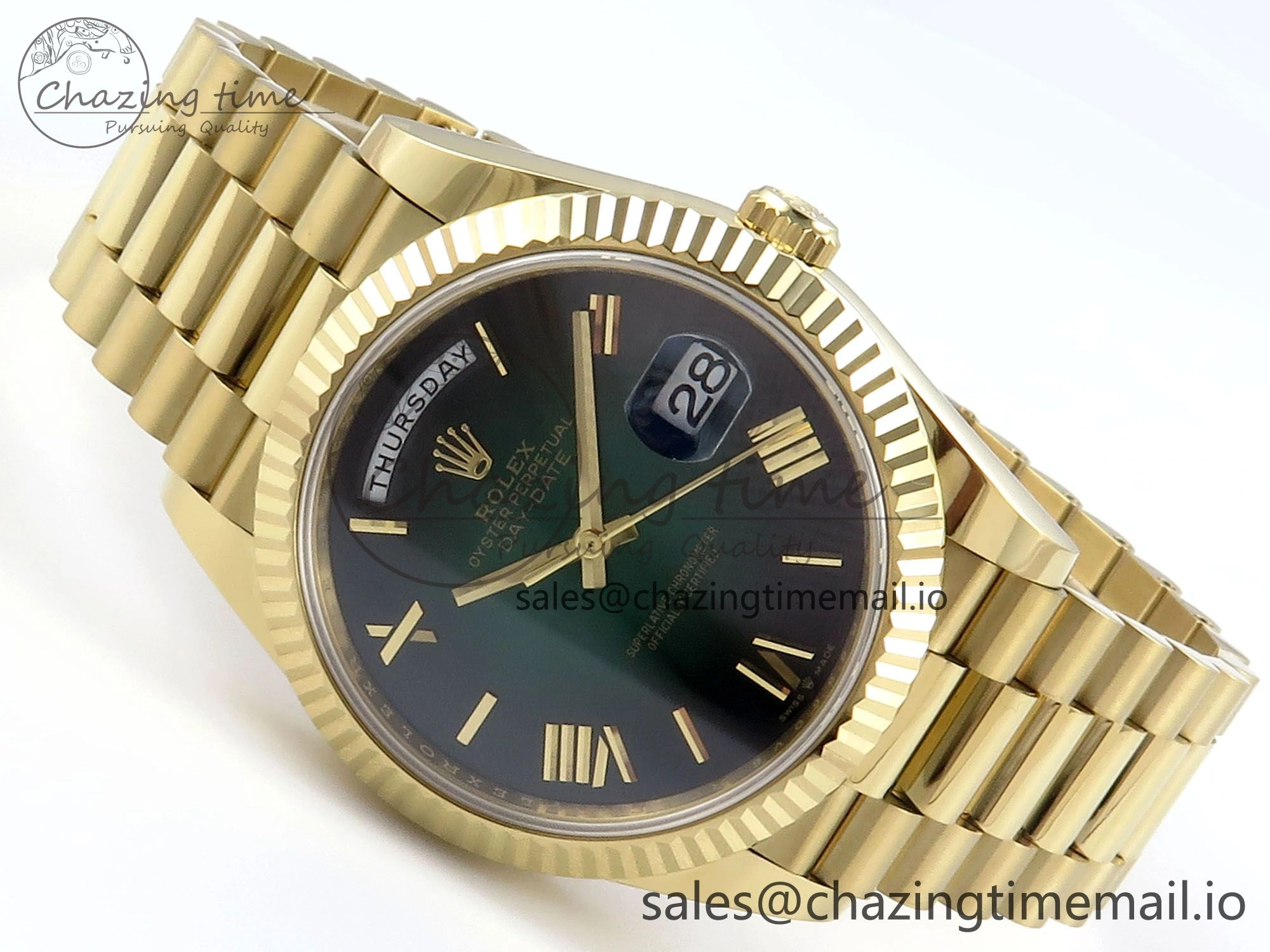 Day Date 40 YG 228238 Noob 1:1 Best Edition Green Ombre Roman Dial on President Bracelet A2836 (Gain Weight)