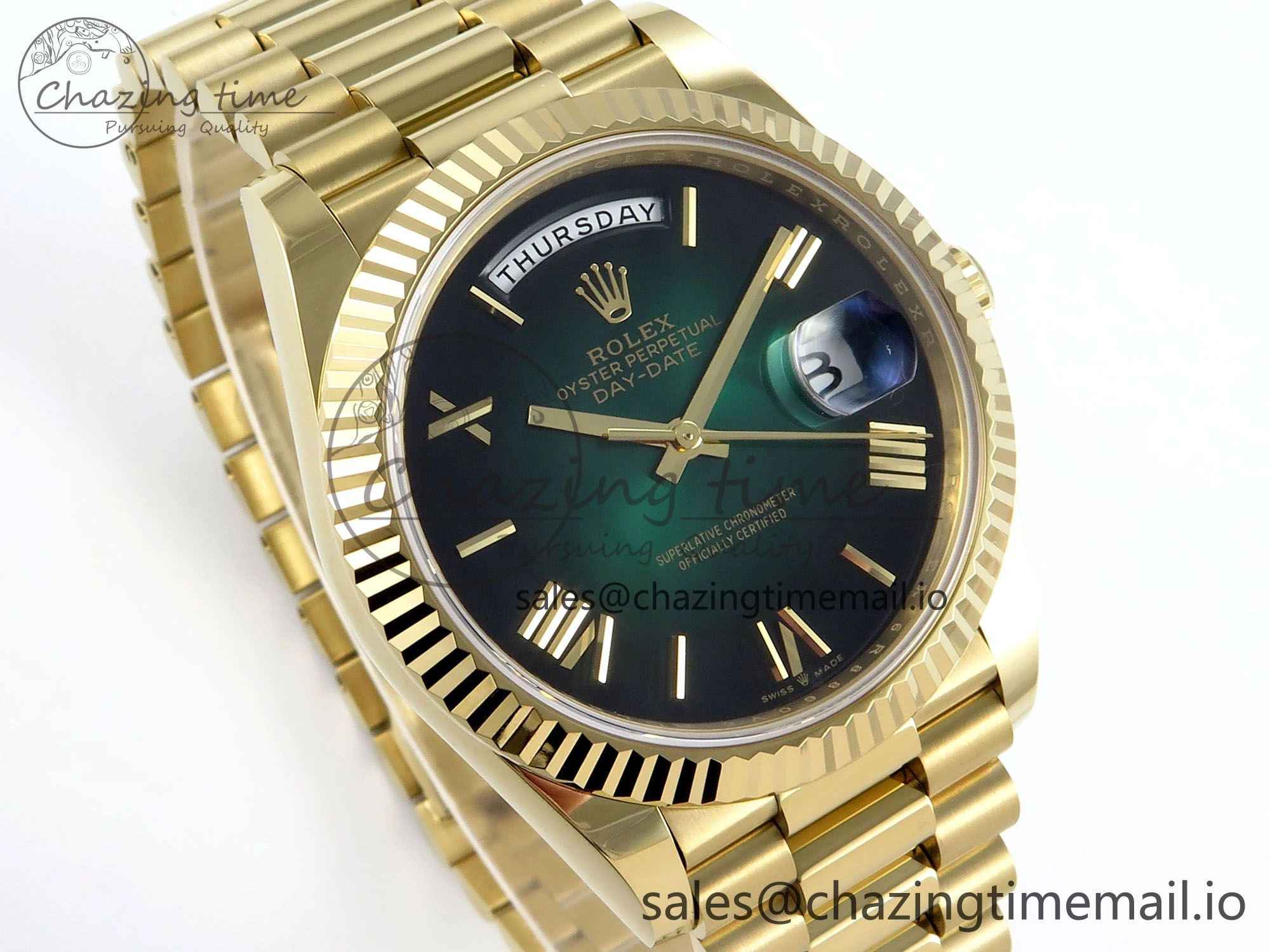 Day Date 40 YG 228238 Noob 1:1 Best Edition Green Ombre Roman Dial on President Bracelet A2836 (Gain Weight)
