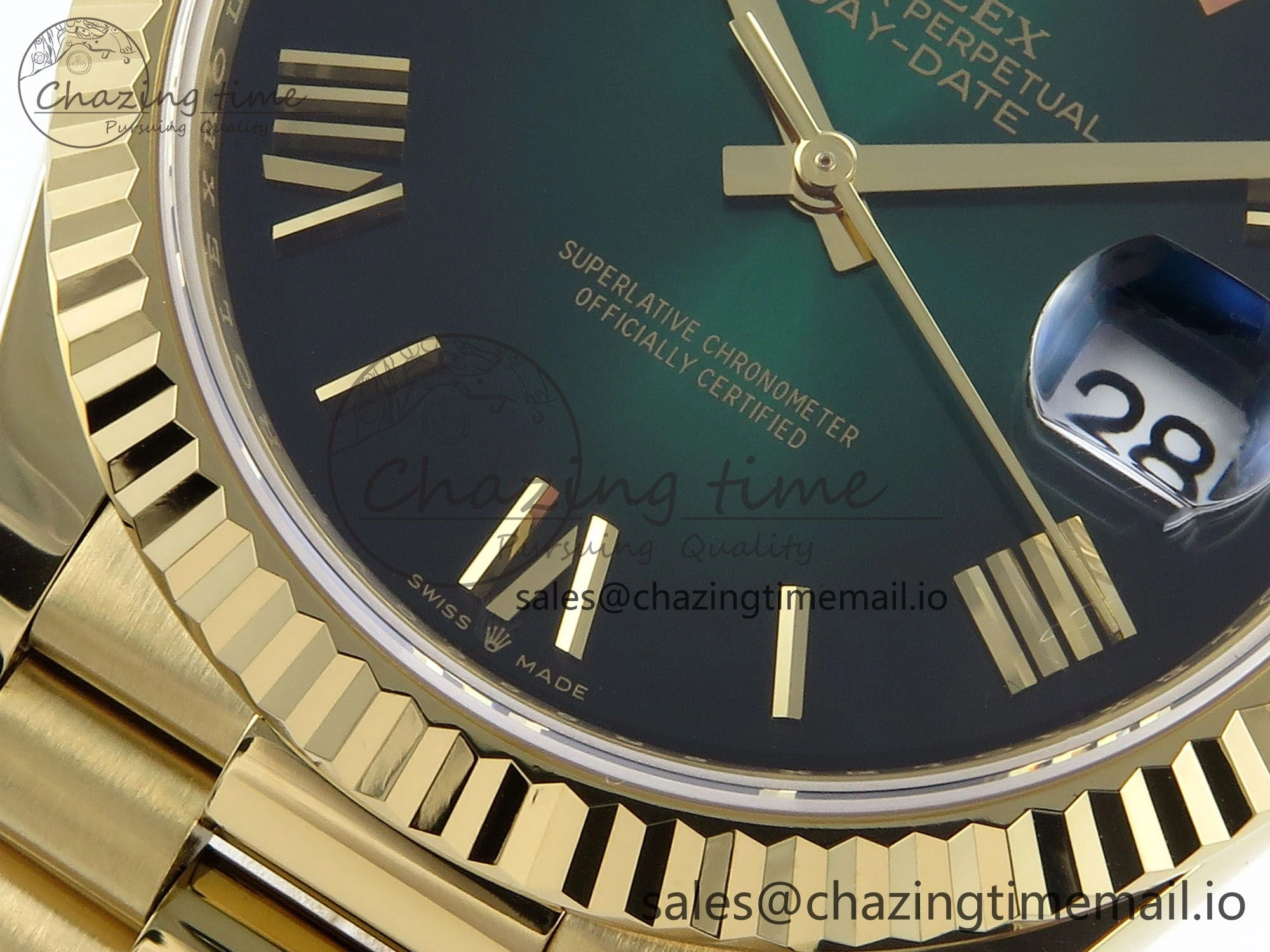 Day Date 40 YG 228238 Noob 1:1 Best Edition Green Ombre Roman Dial on President Bracelet A2836 (Gain Weight)