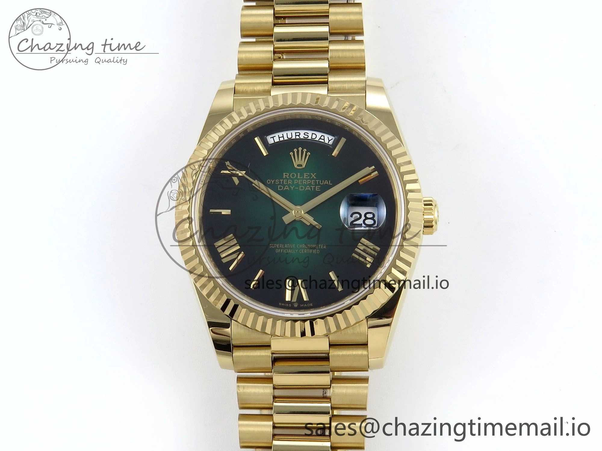 Day Date 40 YG 228238 Noob 1:1 Best Edition Green Ombre Roman Dial on President Bracelet A2836 (Gain Weight)