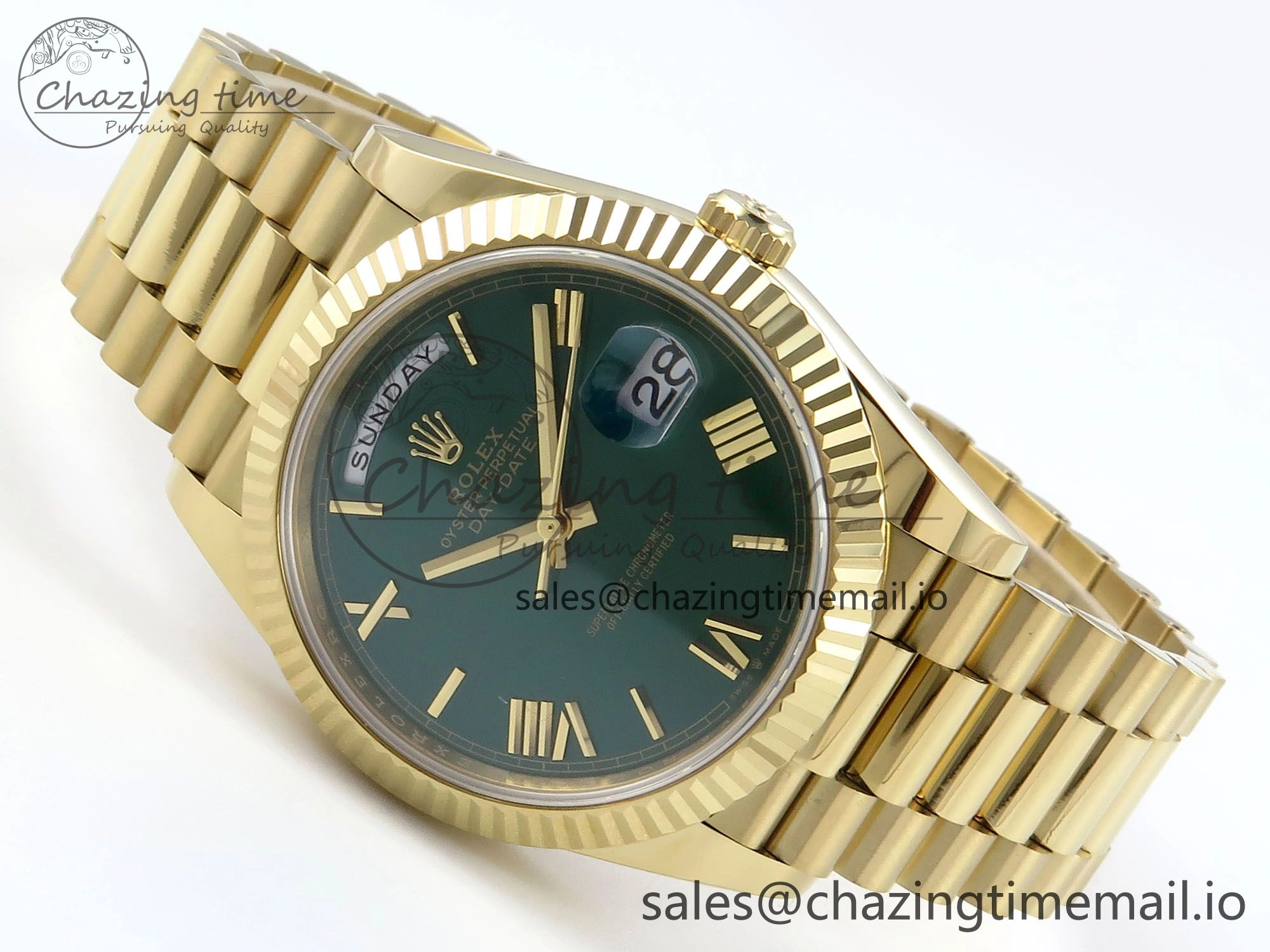 Day Date 40 YG 228238 Noob 1:1 Best Edition Green Roman Dial on President Bracelet A2836 (Gain Weight)