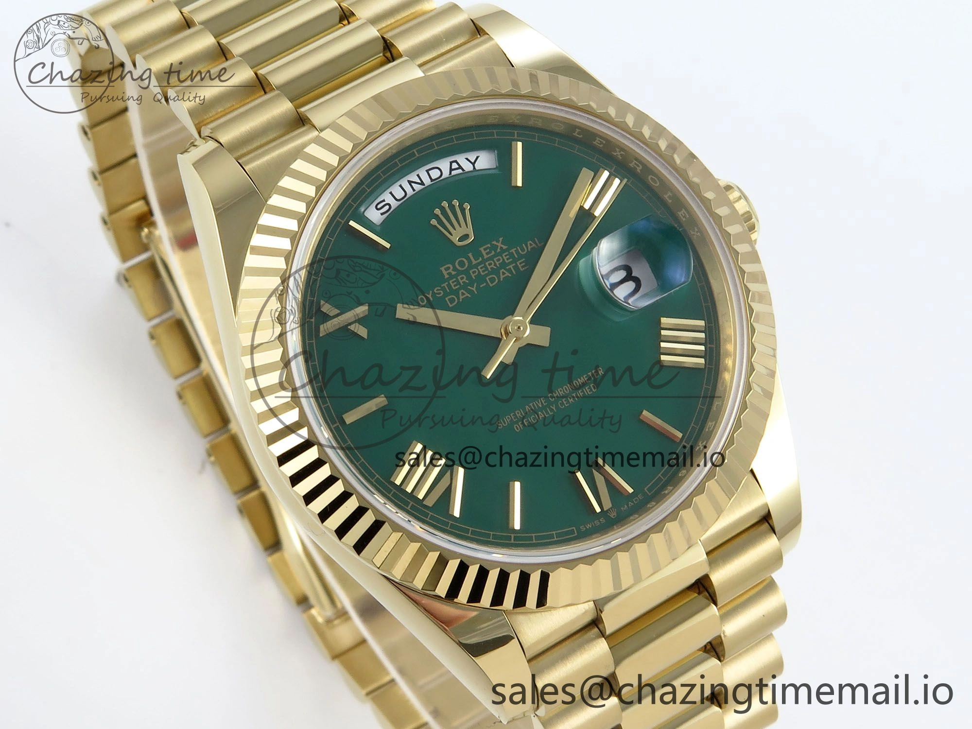 Day Date 40 YG 228238 Noob 1:1 Best Edition Green Roman Dial on President Bracelet A2836 (Gain Weight)
