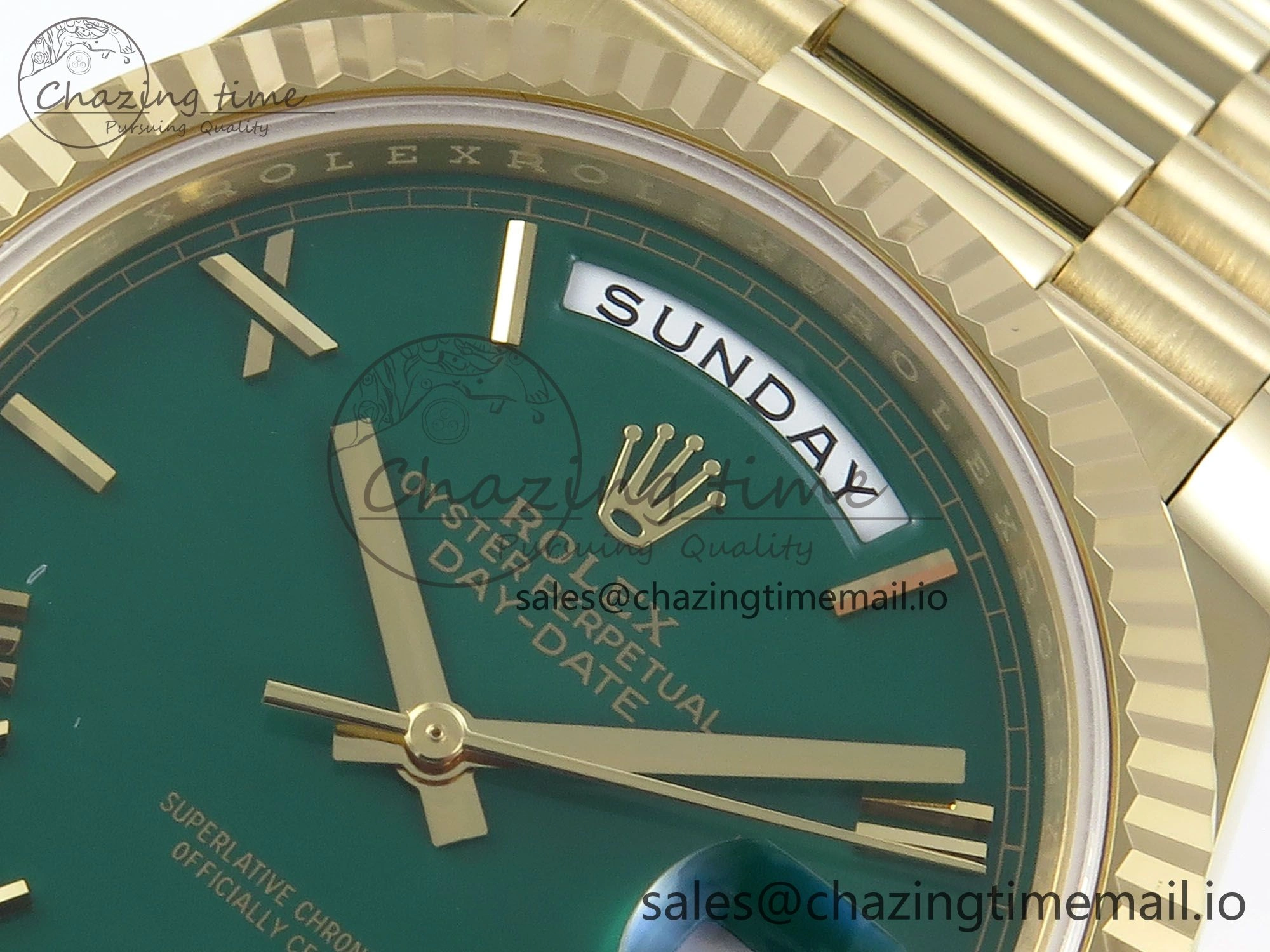 Day Date 40 YG 228238 Noob 1:1 Best Edition Green Roman Dial on President Bracelet A2836 (Gain Weight)