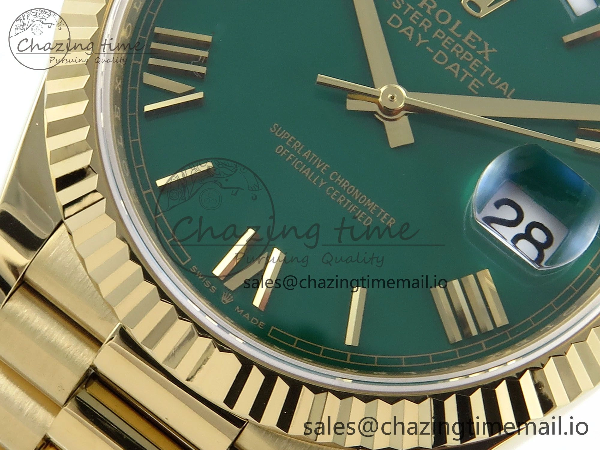 Day Date 40 YG 228238 Noob 1:1 Best Edition Green Roman Dial on President Bracelet A2836 (Gain Weight)