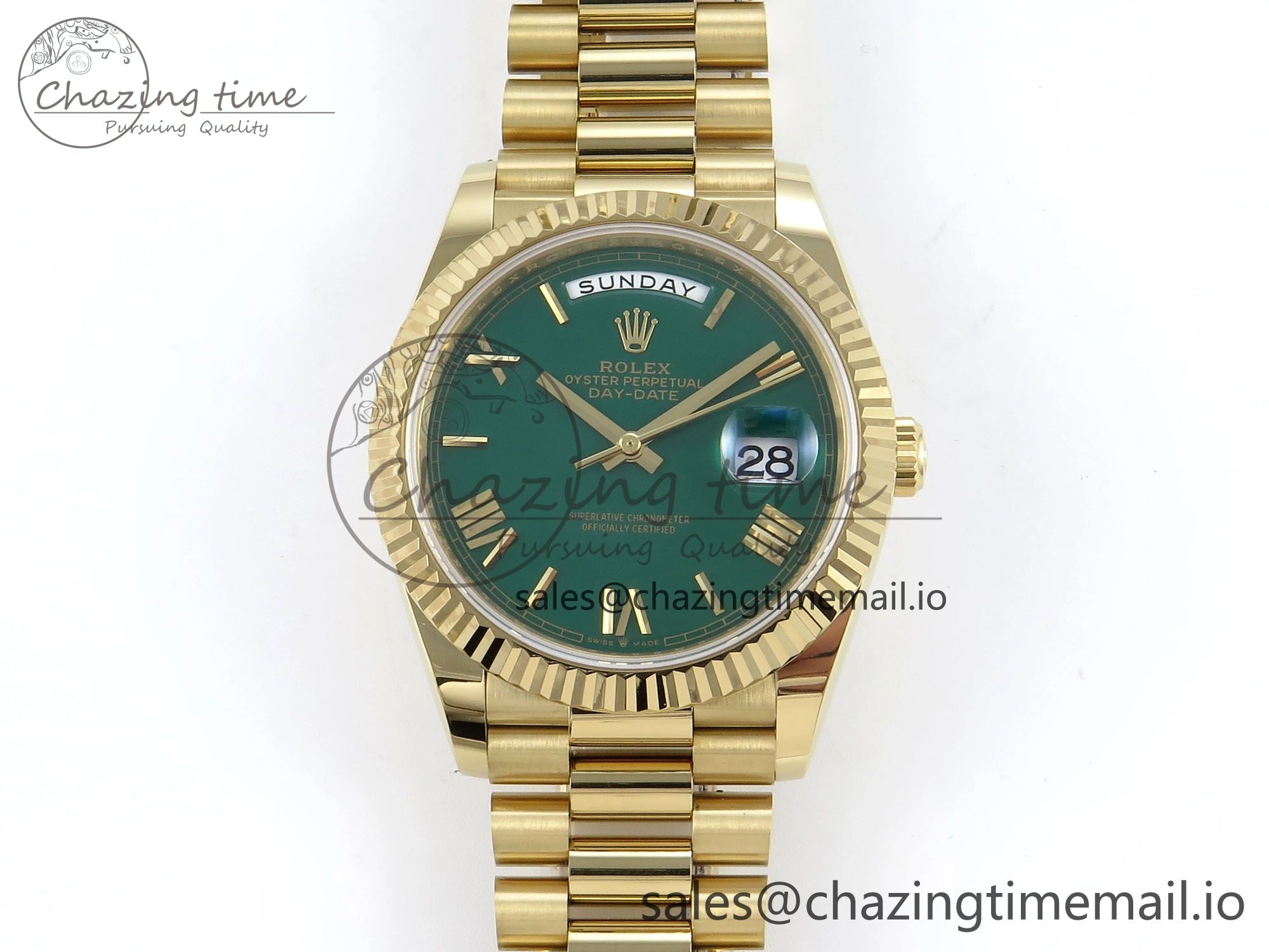 Day Date 40 YG 228238 Noob 1:1 Best Edition Green Roman Dial on President Bracelet A2836 (Gain Weight)