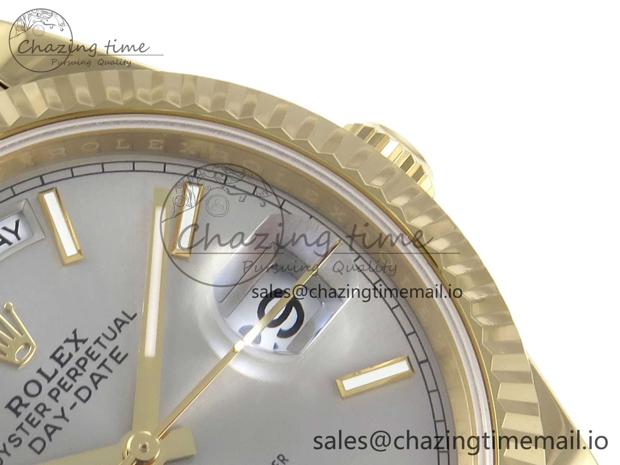 Day Date 40 YG 228238 Noob 1:1 Best Edition Silver Stick Dial on President Bracelet A2836 (Gain Weight)