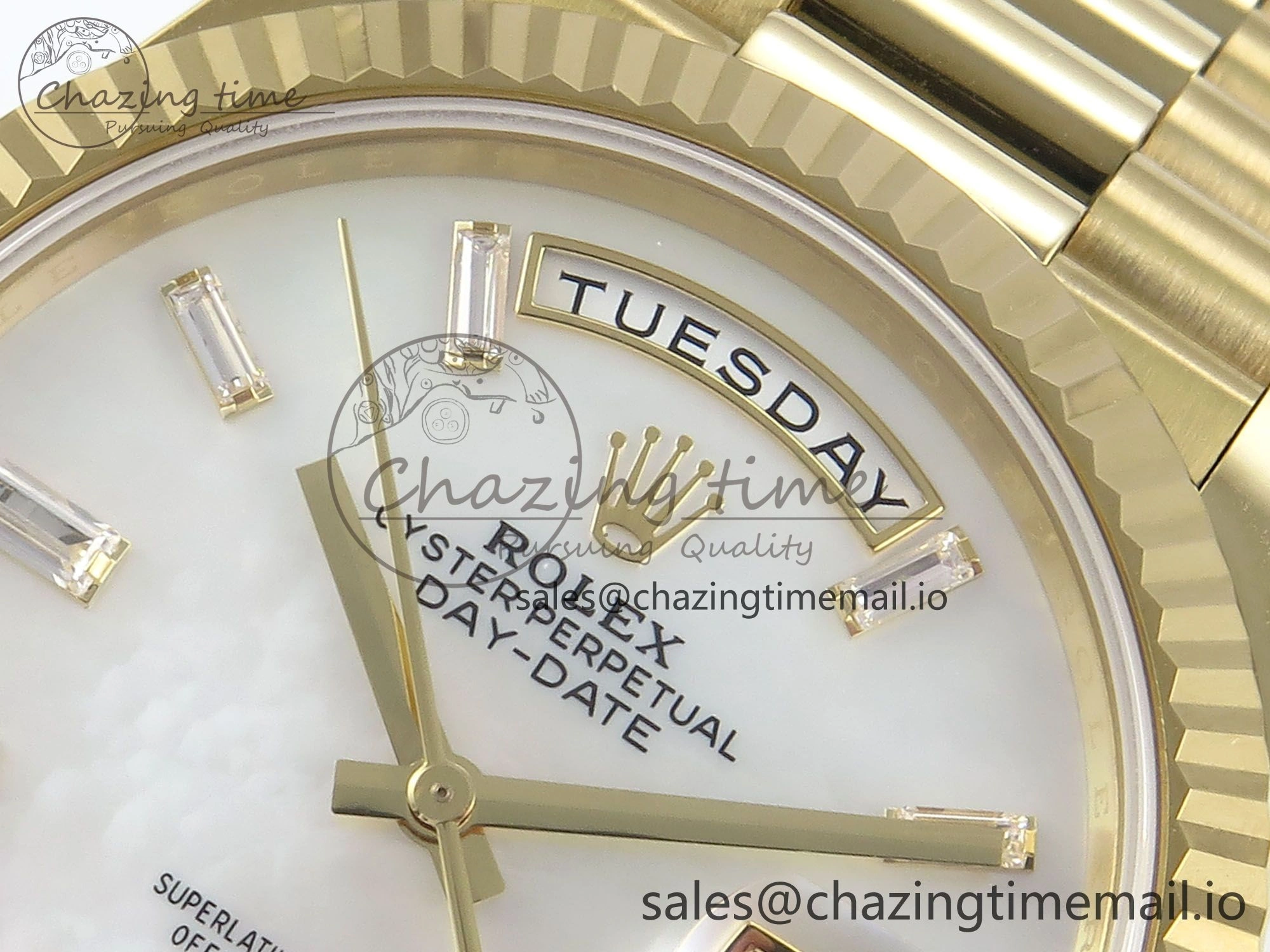 Day Date 40 YG 228238 Noob 1:1 Best Edition White MOP Crystal Dial on President Bracelet A2836 (Gain Weight)