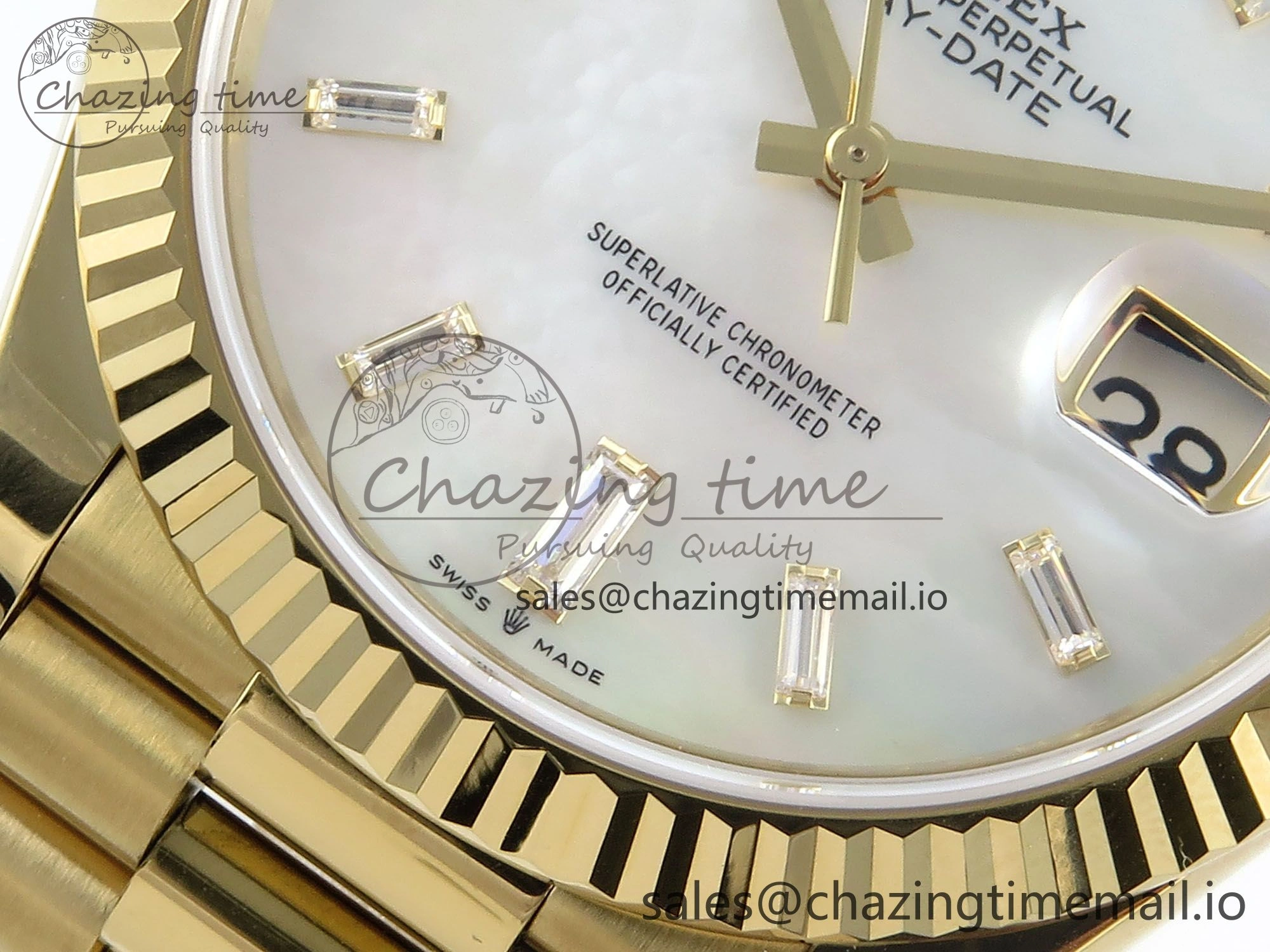 Day Date 40 YG 228238 Noob 1:1 Best Edition White MOP Crystal Dial on President Bracelet A2836 (Gain Weight)