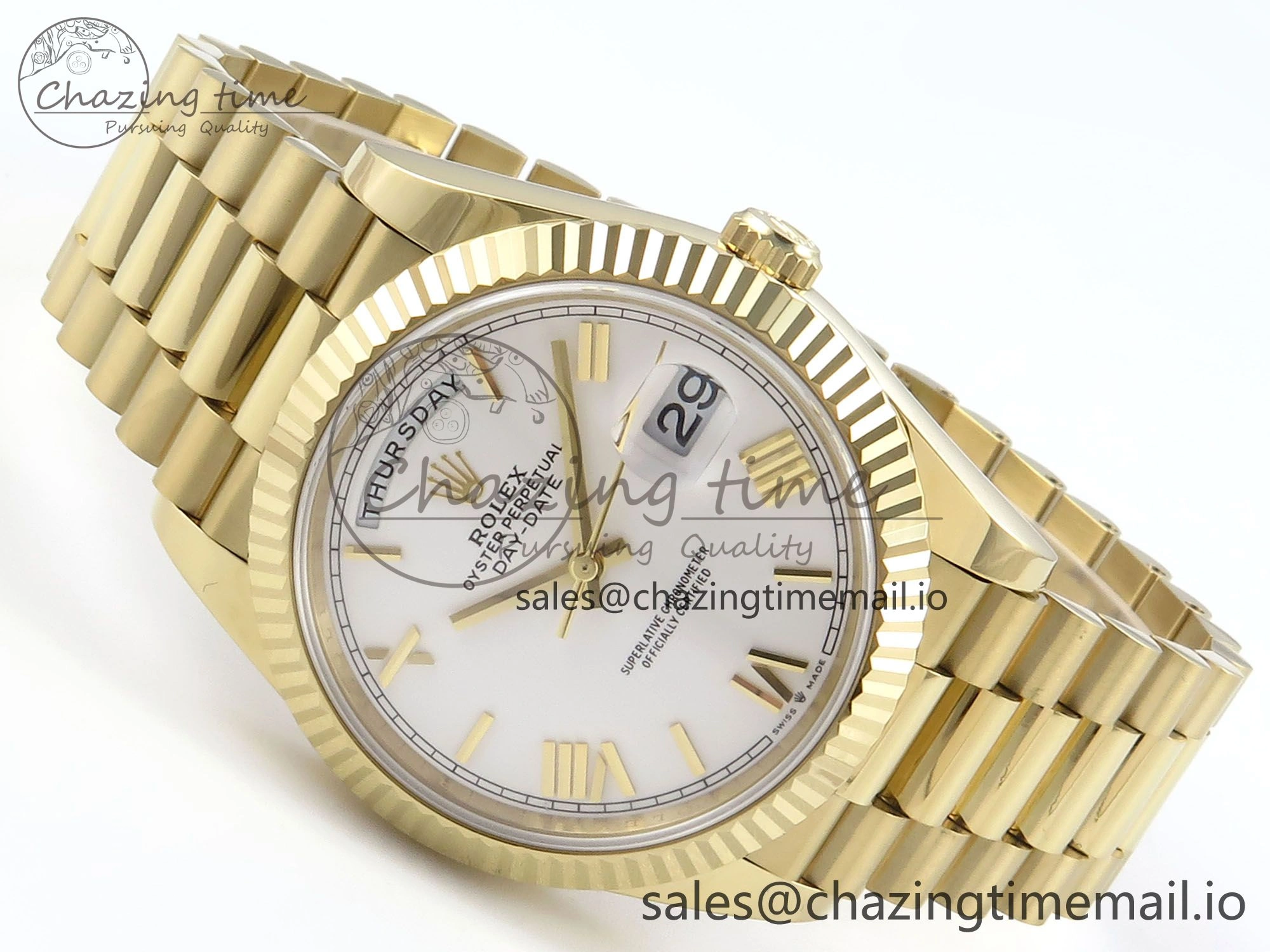 Day Date 40 YG 228238 Noob 1:1 Best Edition White Roman Dial on President Bracelet A2836 (Gain Weight)