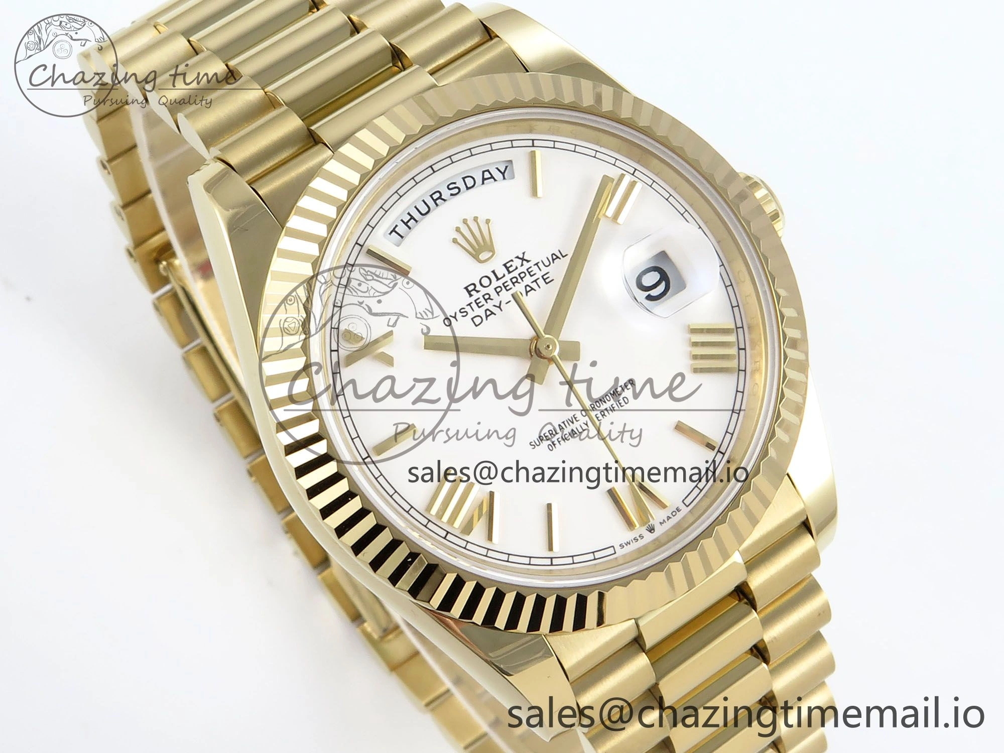 Day Date 40 YG 228238 Noob 1:1 Best Edition White Roman Dial on President Bracelet A2836 (Gain Weight)