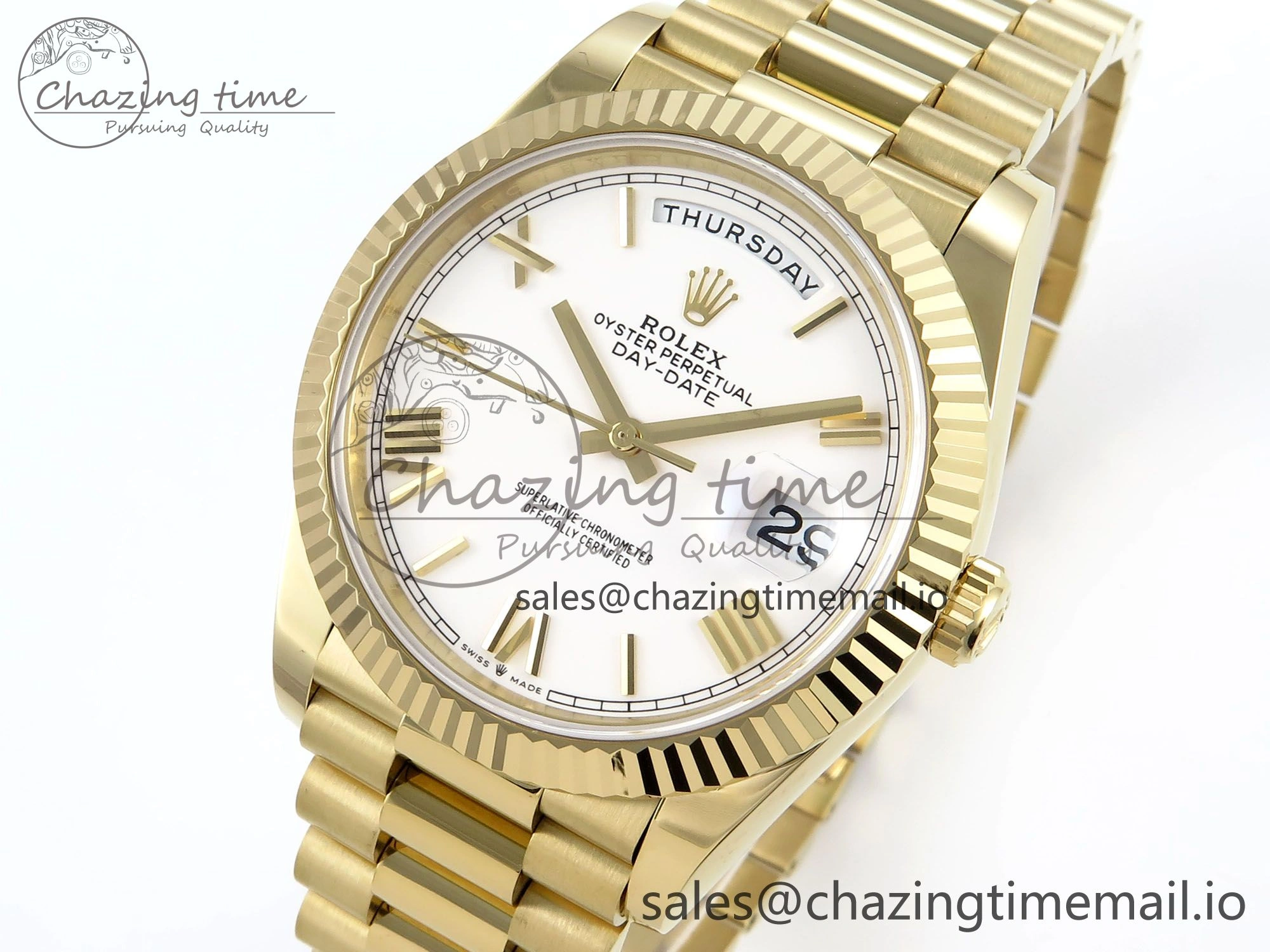 Day Date 40 YG 228238 Noob 1:1 Best Edition White Roman Dial on President Bracelet A2836 (Gain Weight)