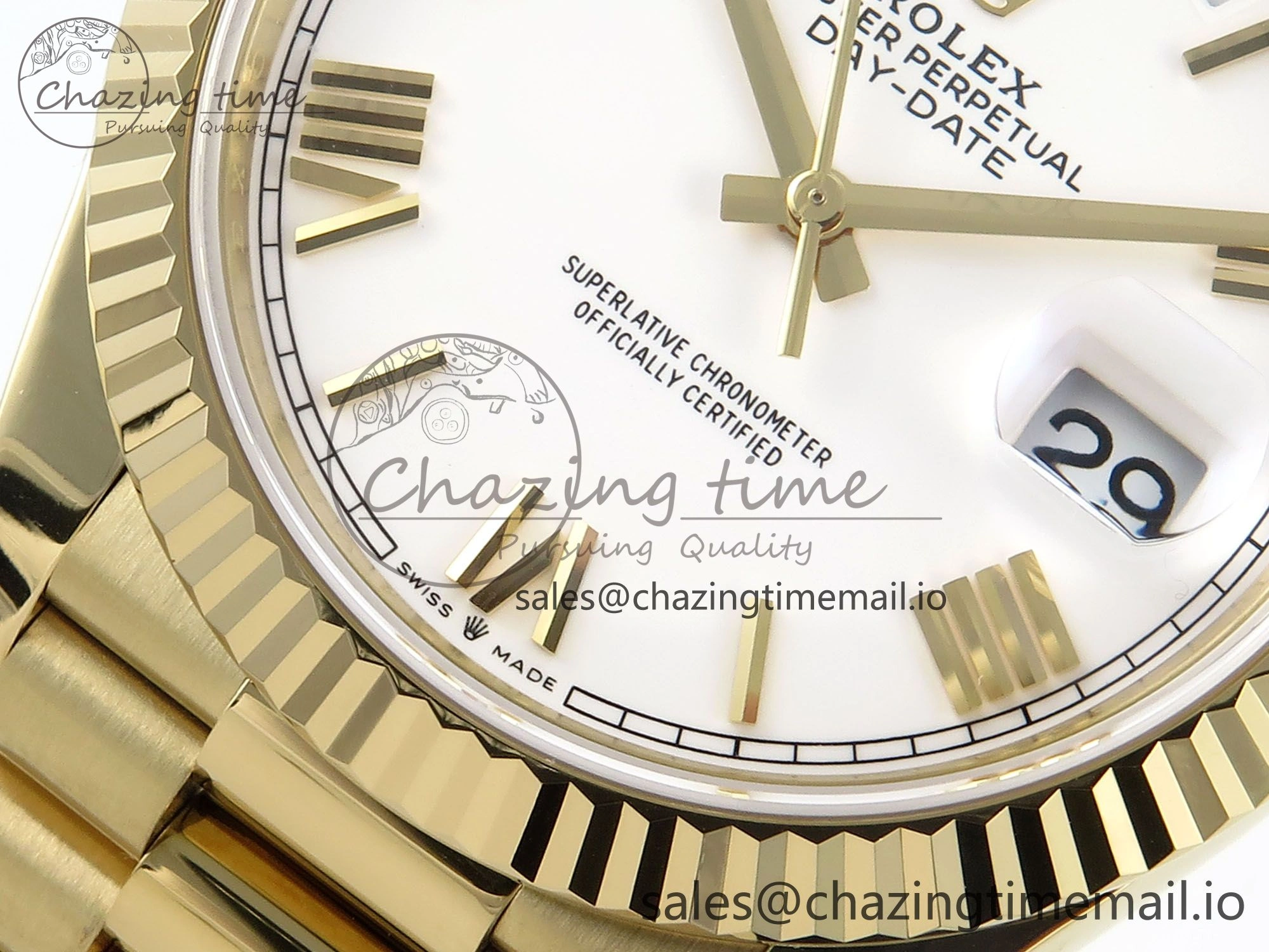 Day Date 40 YG 228238 Noob 1:1 Best Edition White Roman Dial on President Bracelet A2836 (Gain Weight)
