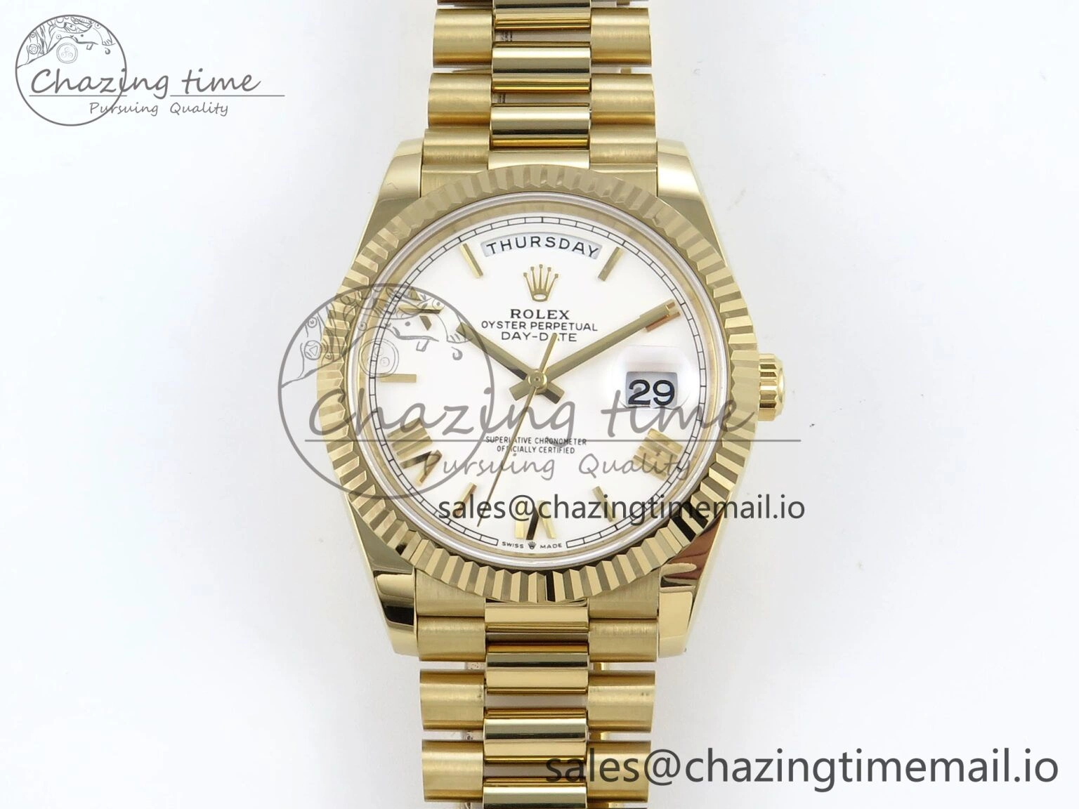 Day Date 40 YG 228238 Noob 1:1 Best Edition White Roman Dial on President Bracelet A2836 (Gain Weight)