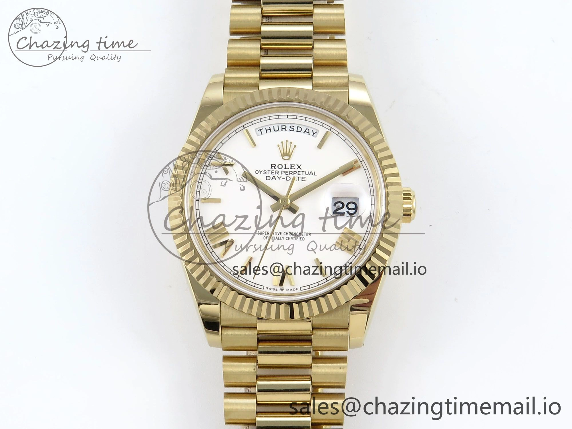 Day Date 40 YG 228238 Noob 1:1 Best Edition White Roman Dial on President Bracelet A2836 (Gain Weight)