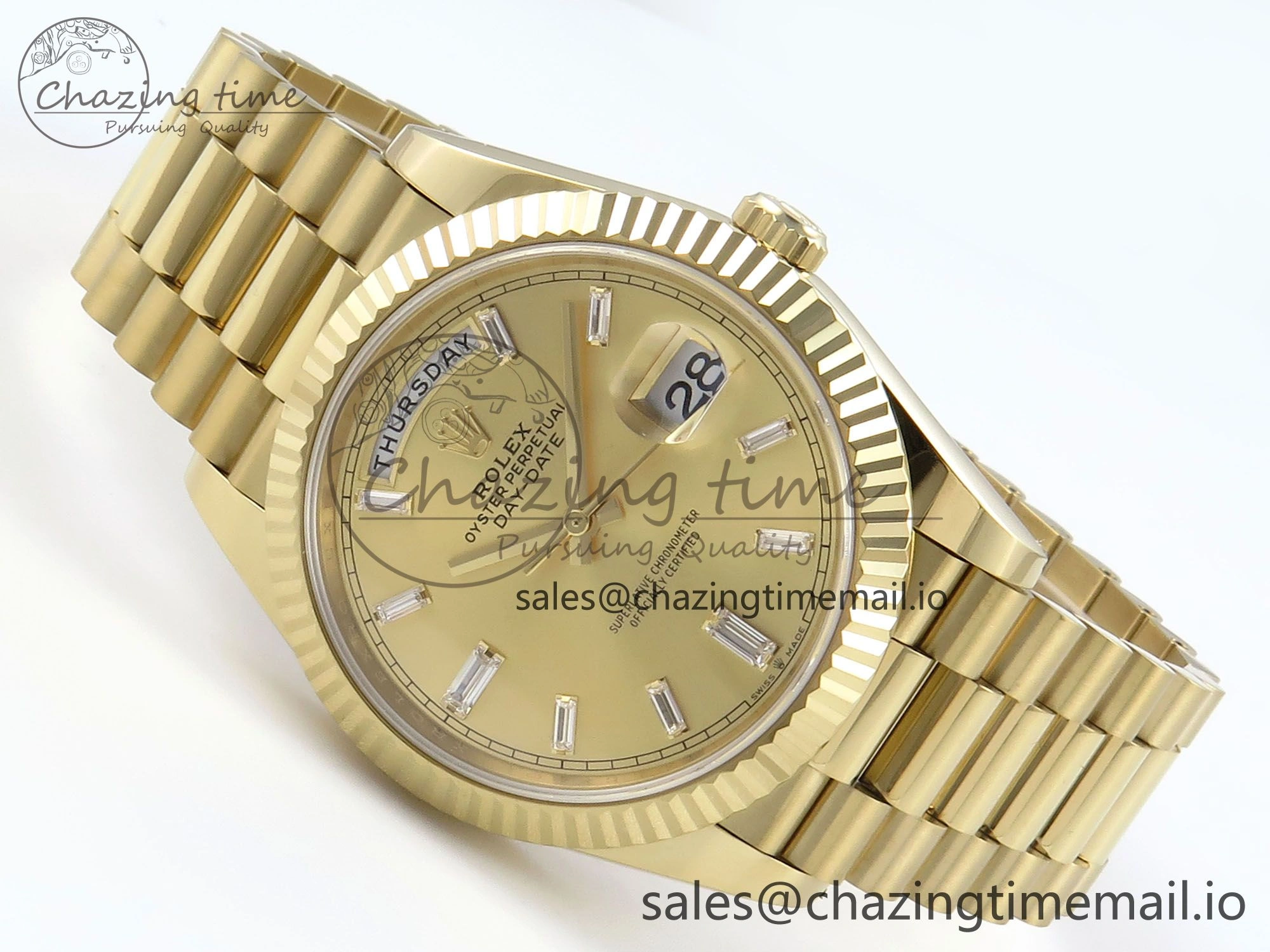 Day Date 40 YG 228238 Noob 1:1 Best Edition YG Crystal Dial on President Bracelet A2836 (Gain Weight)