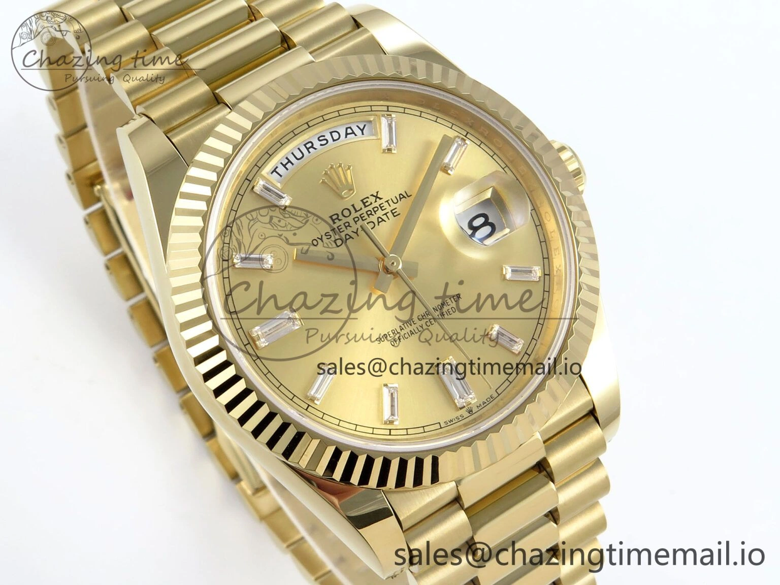 Day Date 40 YG 228238 Noob 1:1 Best Edition YG Crystal Dial on President Bracelet A2836 (Gain Weight)