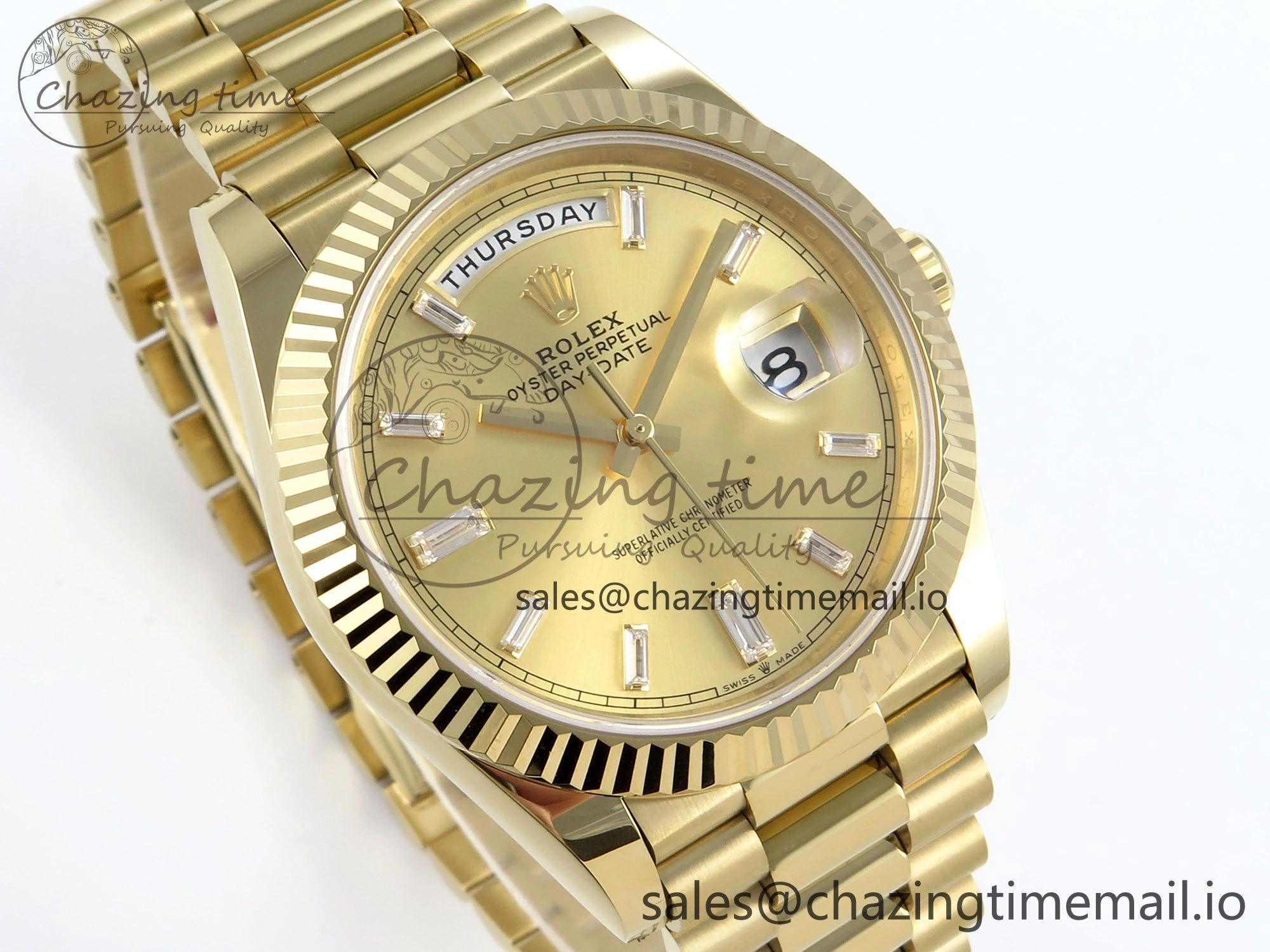 Day Date 40 YG 228238 Noob 1:1 Best Edition YG Crystal Dial on President Bracelet A2836 (Gain Weight)