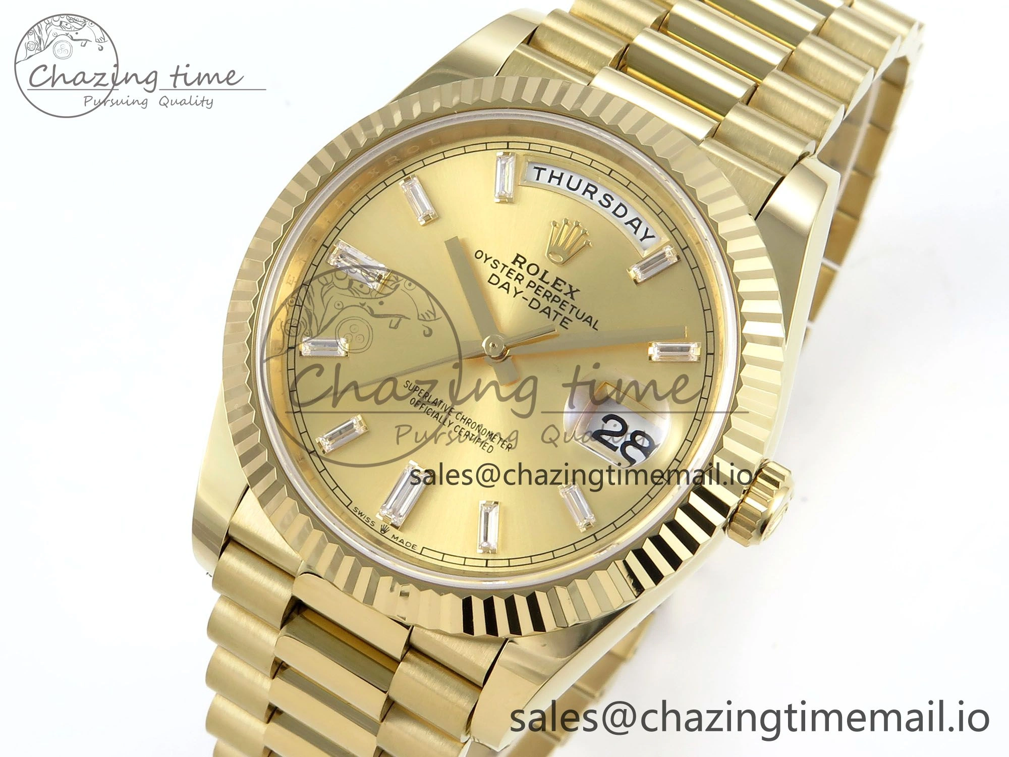 Day Date 40 YG 228238 Noob 1:1 Best Edition YG Crystal Dial on President Bracelet A2836 (Gain Weight)