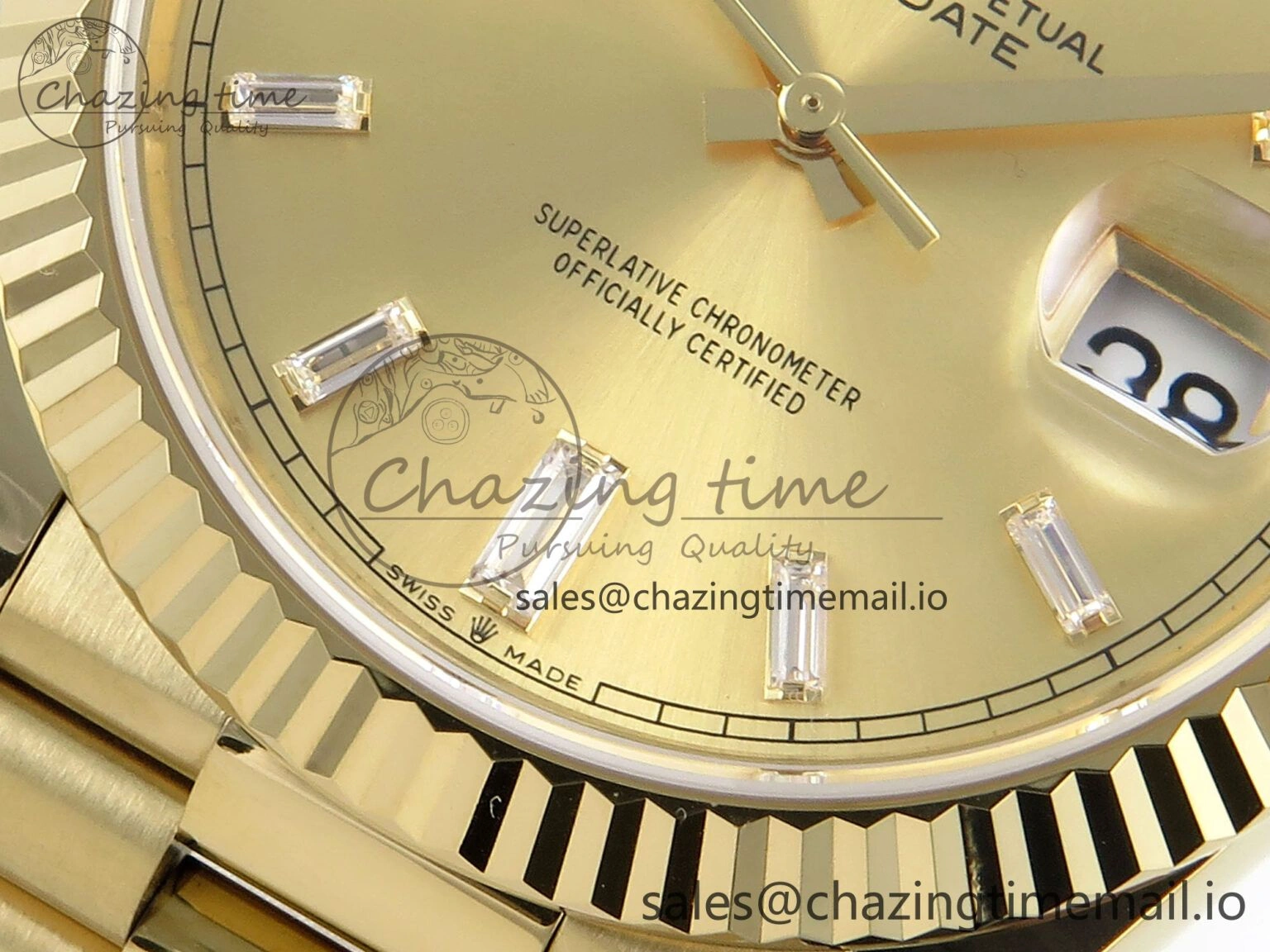 Day Date 40 YG 228238 Noob 1:1 Best Edition YG Crystal Dial on President Bracelet A2836 (Gain Weight)