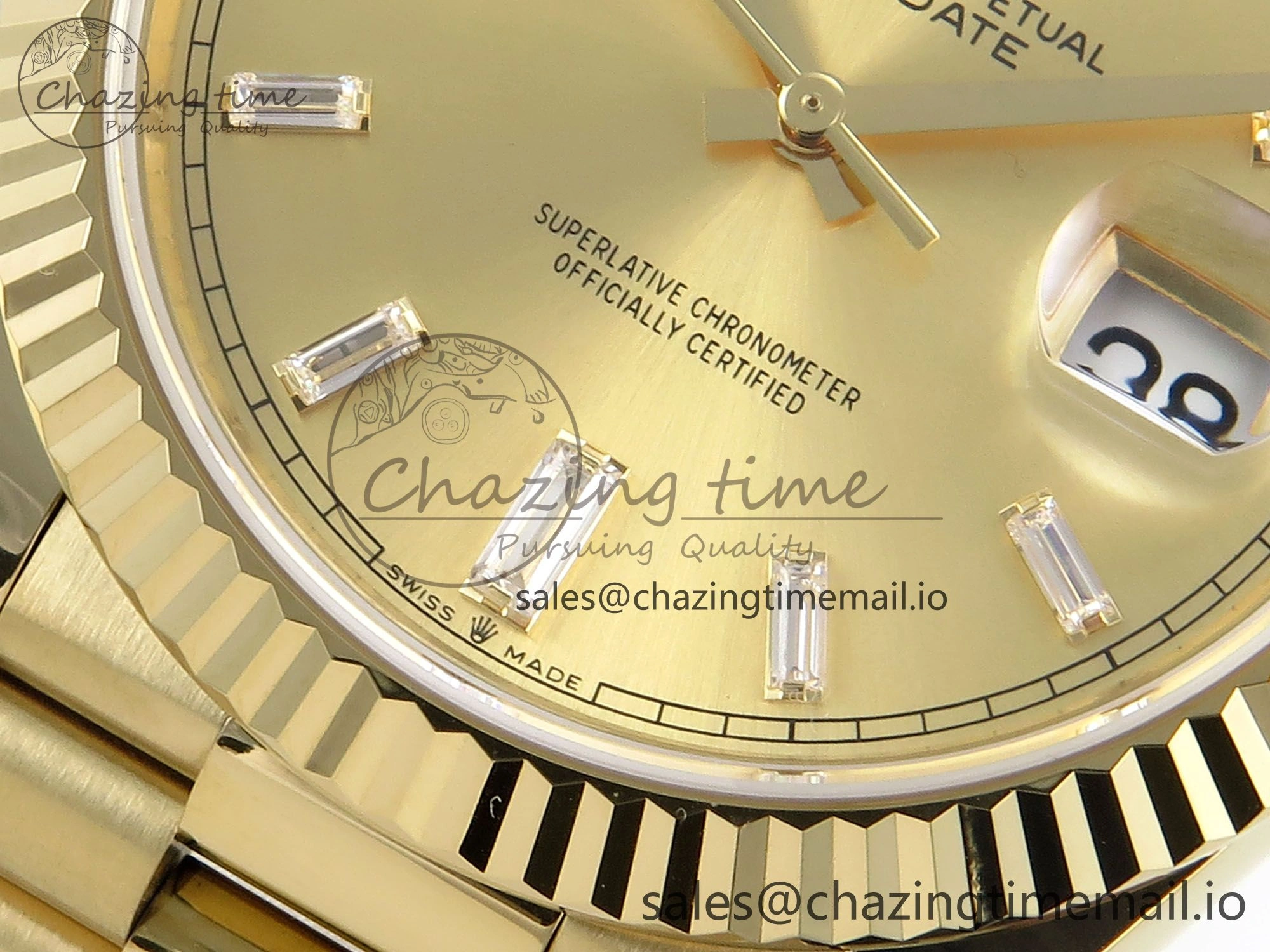 Day Date 40 YG 228238 Noob 1:1 Best Edition YG Crystal Dial on President Bracelet A2836 (Gain Weight)