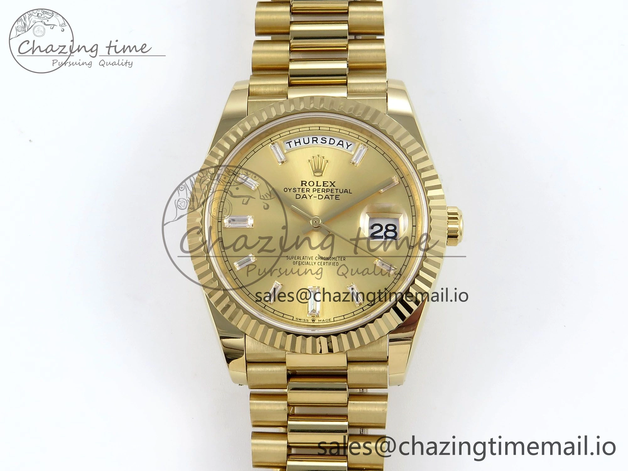 Day Date 40 YG 228238 Noob 1:1 Best Edition YG Crystal Dial on President Bracelet A2836 (Gain Weight)