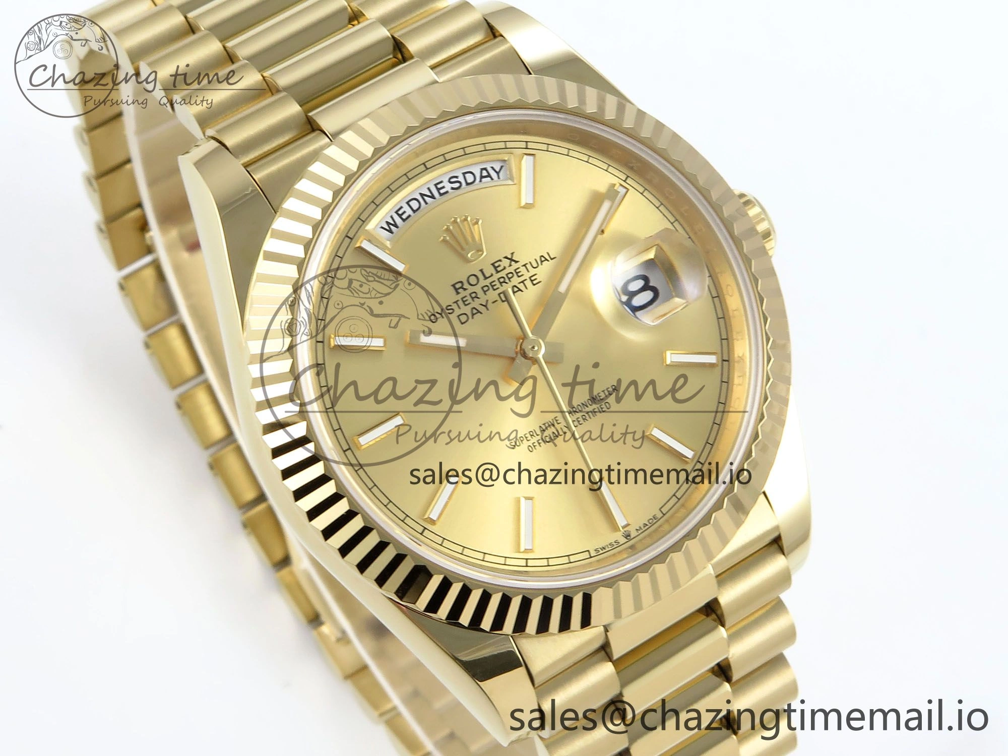 Day Date 40 YG 228238 Noob 1:1 Best Edition YG Stick Dial on President Bracelet A2836 (Gain Weight)