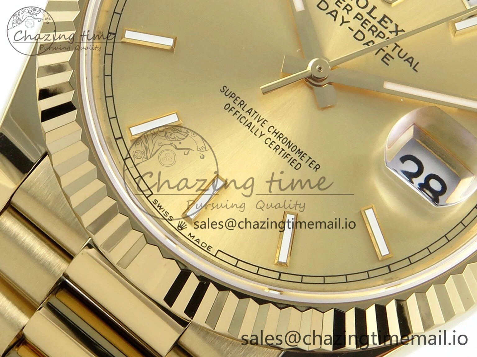 Day Date 40 YG 228238 Noob 1:1 Best Edition YG Stick Dial on President Bracelet A2836 (Gain Weight)