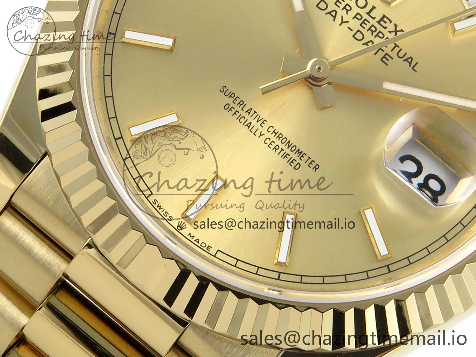Day Date 40 YG 228238 Noob 1:1 Best Edition YG Stick Dial on President Bracelet A2836 (Gain Weight)