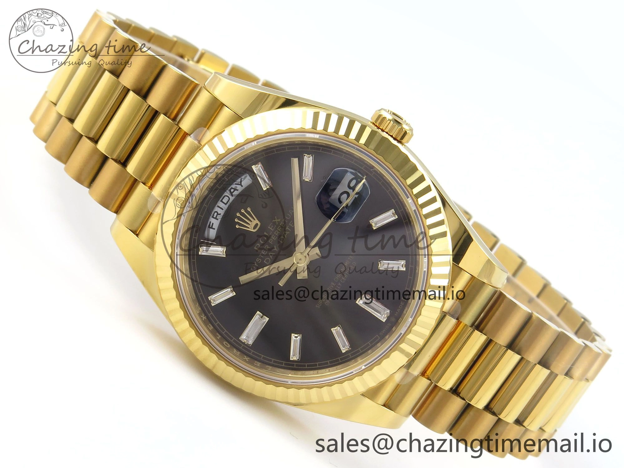 Day Date 40 YG 228238 THBF 1:1 Best Edition Black Crystal Dial on President Bracelet VR3255 V3 (Gain Weight)