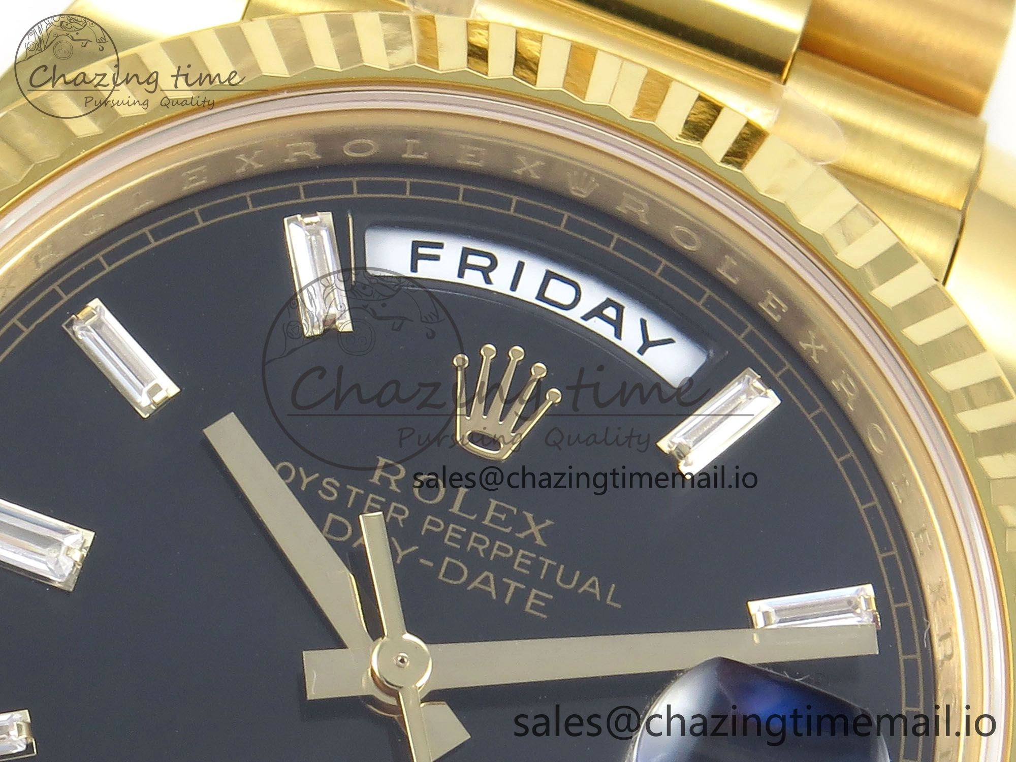 Day Date 40 YG 228238 THBF 1:1 Best Edition Black Crystal Dial on President Bracelet VR3255 V3 (Gain Weight)