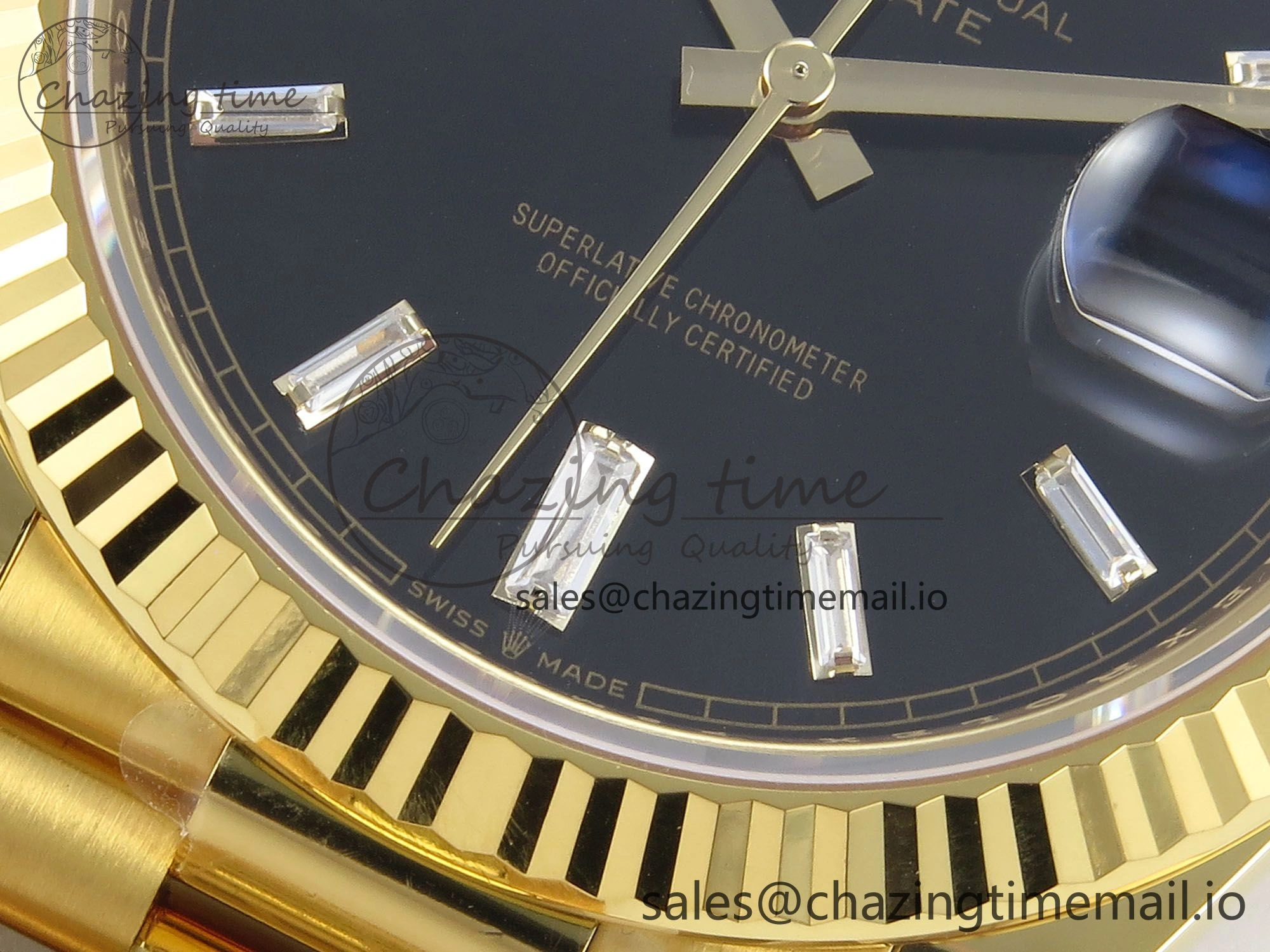 Day Date 40 YG 228238 THBF 1:1 Best Edition Black Crystal Dial on President Bracelet VR3255 V3 (Gain Weight)