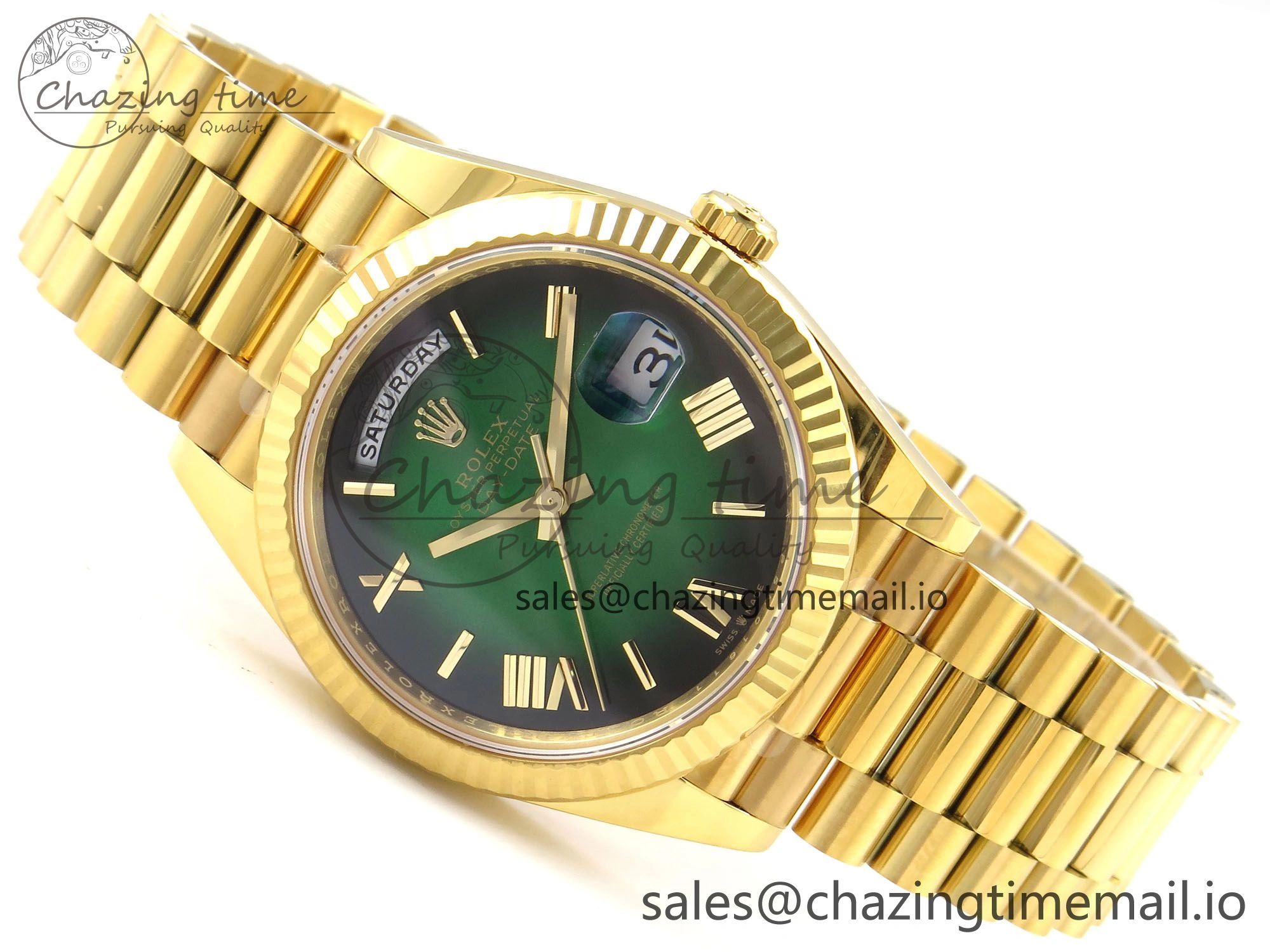 Day Date 40 YG 228238 THBF 1:1 Best Edition Green Ombre Roman Dial on President Bracelet VR3255 (Gain Weight)