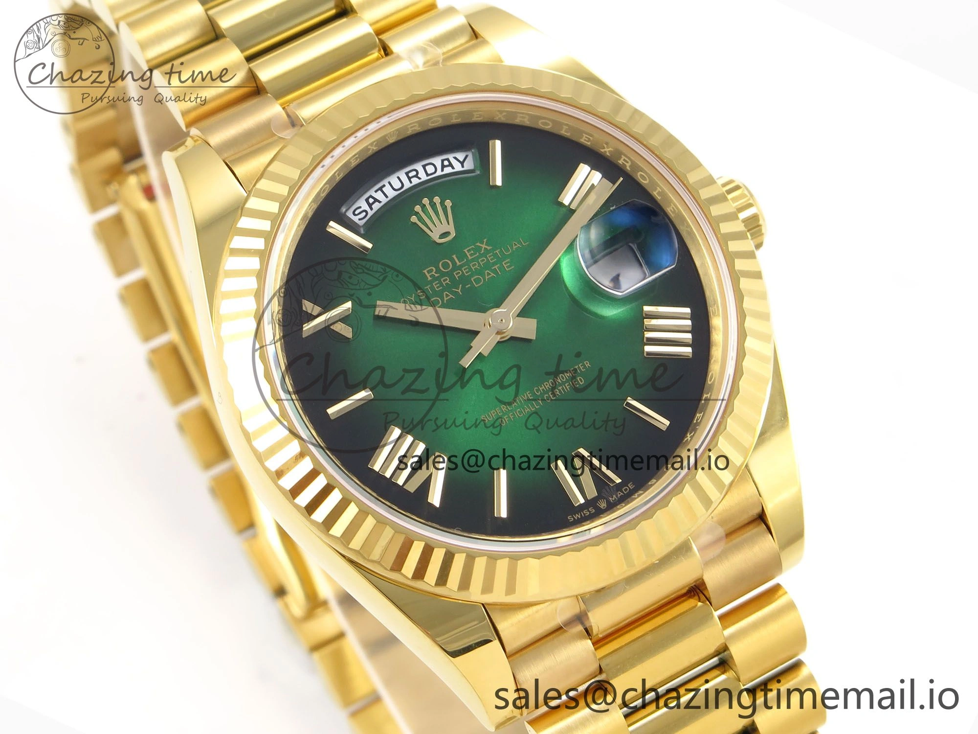 Day Date 40 YG 228238 THBF 1:1 Best Edition Green Ombre Roman Dial on President Bracelet VR3255 (Gain Weight)