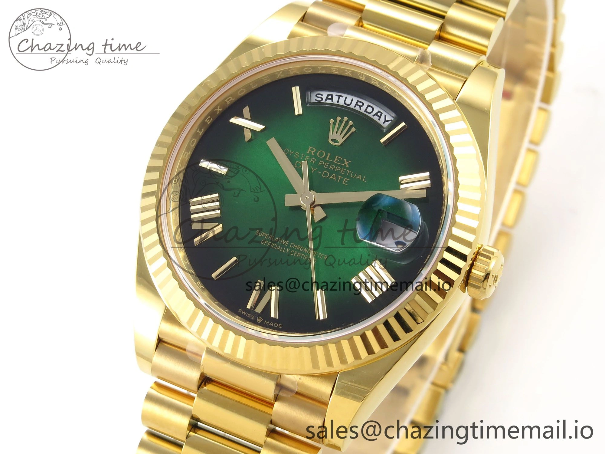 Day Date 40 YG 228238 THBF 1:1 Best Edition Green Ombre Roman Dial on President Bracelet VR3255 (Gain Weight)