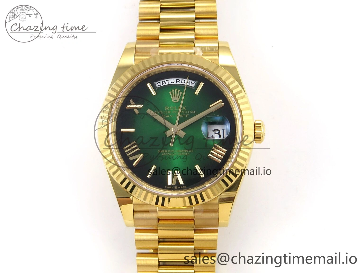 Day Date 40 YG 228238 THBF 1:1 Best Edition Green Ombre Roman Dial on President Bracelet VR3255 (Gain Weight)
