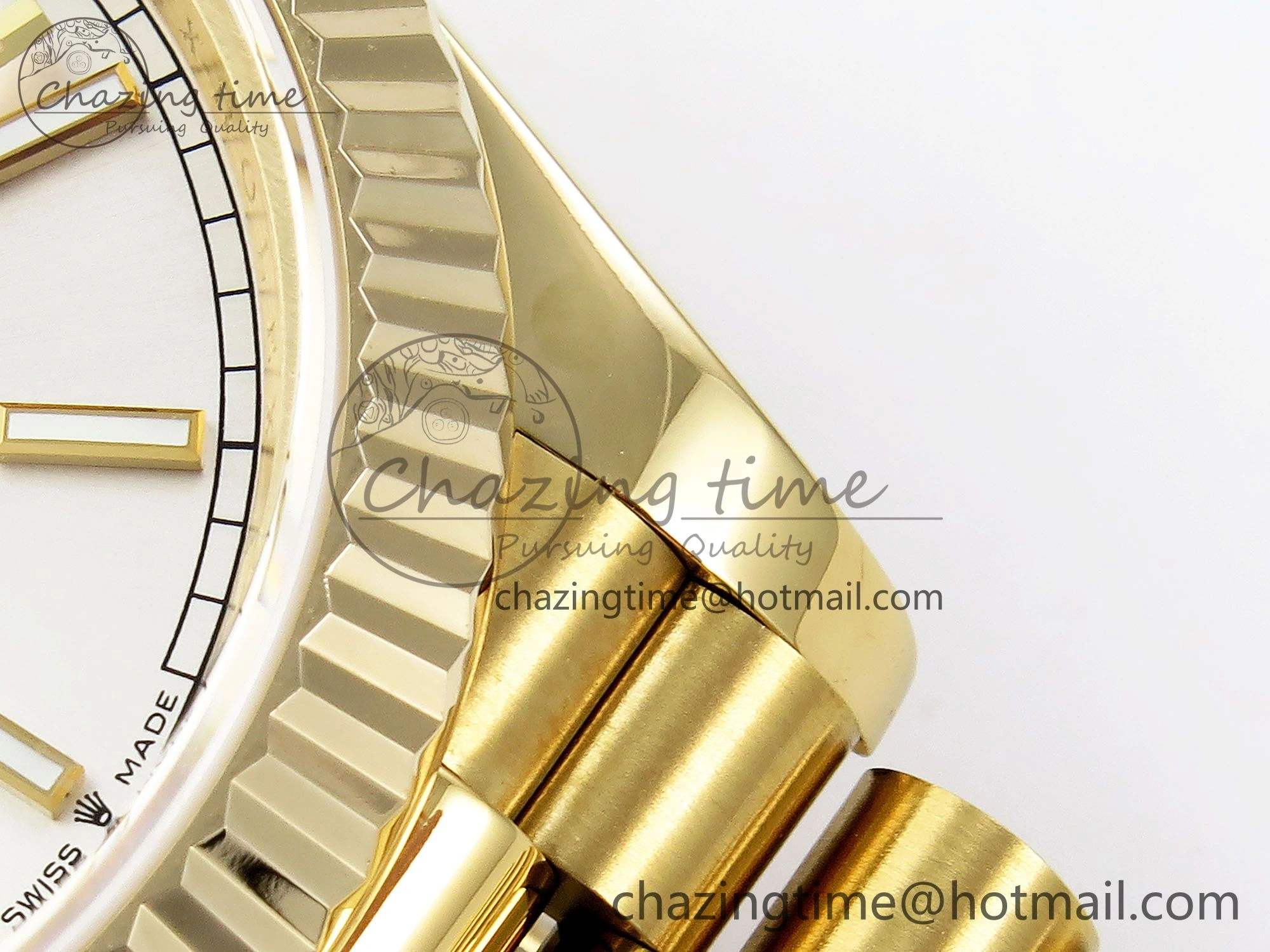 Day Date 40 YG JDF 904L Steel Silver Stick Dial on President Bracelet VR3255 V3 (Gain Weight)