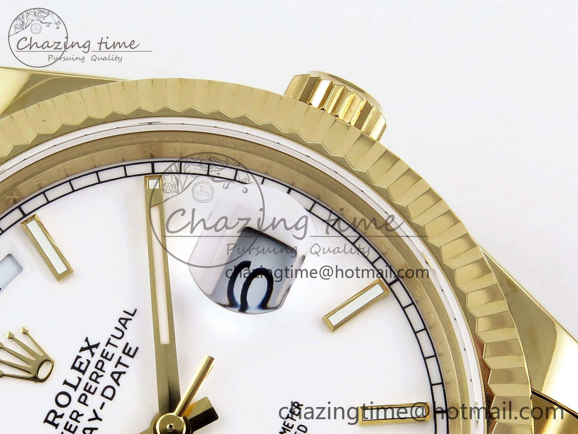 Day Date 40 YG JDF 904L Steel White Stick Dial on President Bracelet VR3255 V3 (Gain Weight)