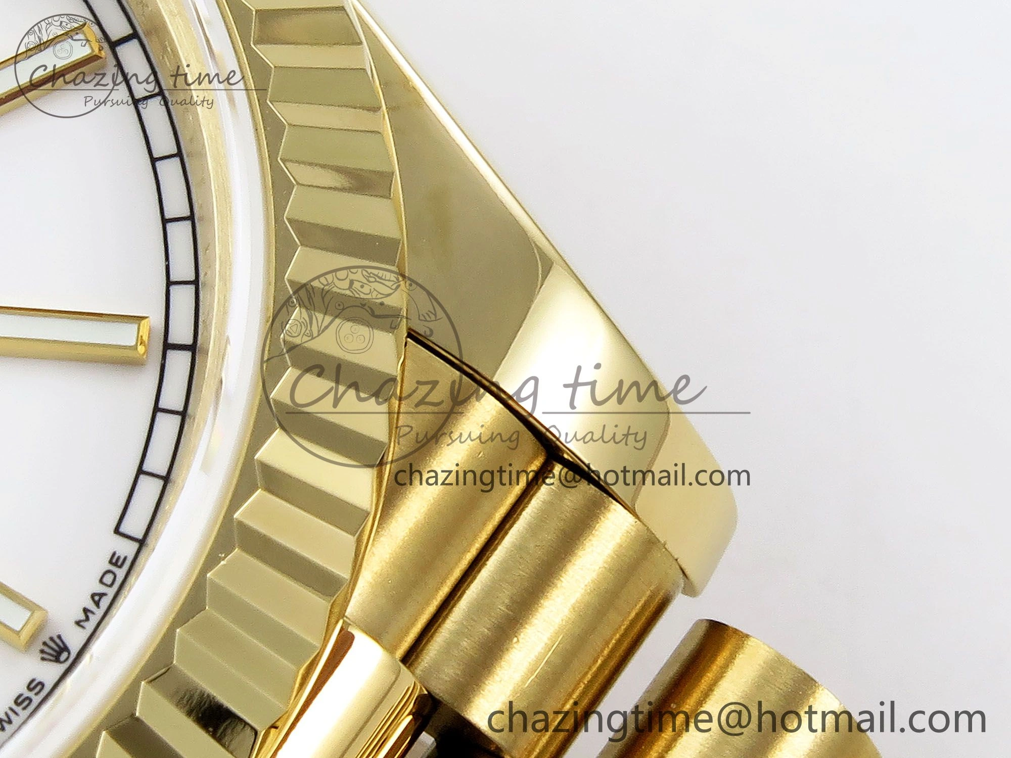Day Date 40 YG JDF 904L Steel White Stick Dial on President Bracelet VR3255 V3 (Gain Weight)