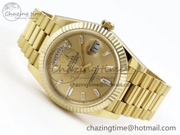 Day Date 40 YG JDF 904L Steel YG Crystal Dial on President Bracelet VR3255 V3 (Gain Weight)
