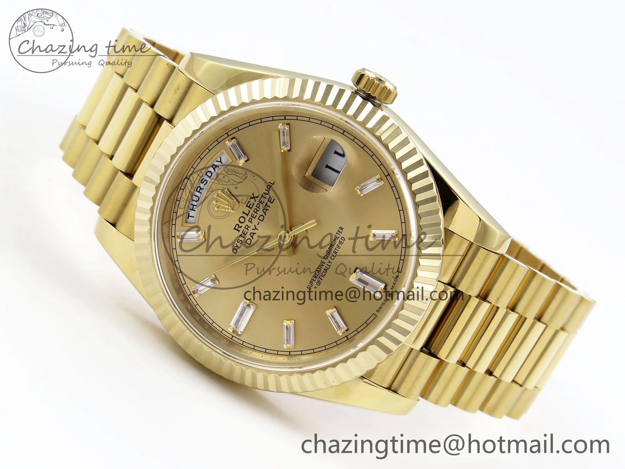 Day Date 40 YG JDF 904L Steel YG Crystal Dial on President Bracelet VR3255 V3 (Gain Weight)