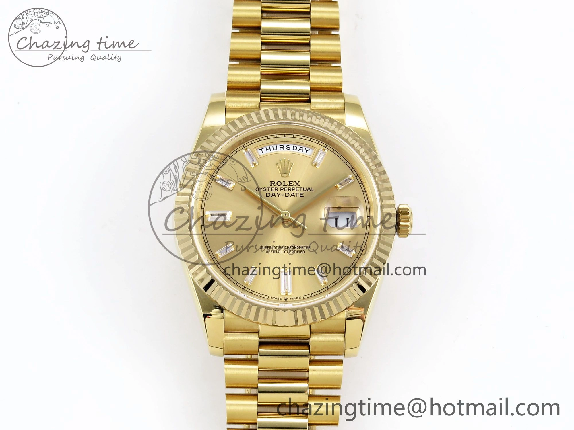 Day Date 40 YG JDF 904L Steel YG Crystal Dial on President Bracelet VR3255 V3 (Gain Weight)