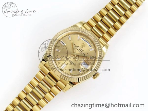 Day Date 40 YG JDF 904L Steel YG Crystal Dial on President Bracelet VR3255 V3 (Gain Weight)