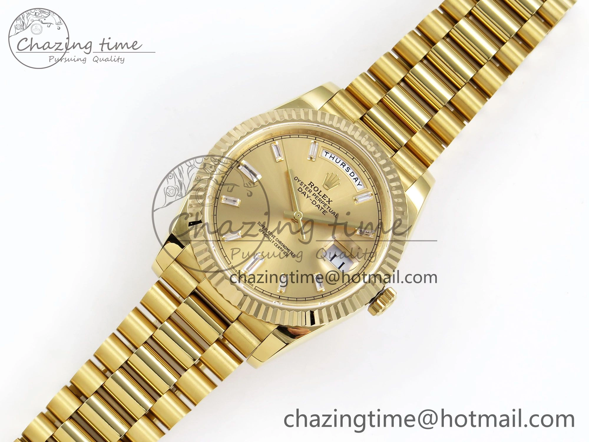 Day Date 40 YG JDF 904L Steel YG Crystal Dial on President Bracelet VR3255 V3 (Gain Weight)
