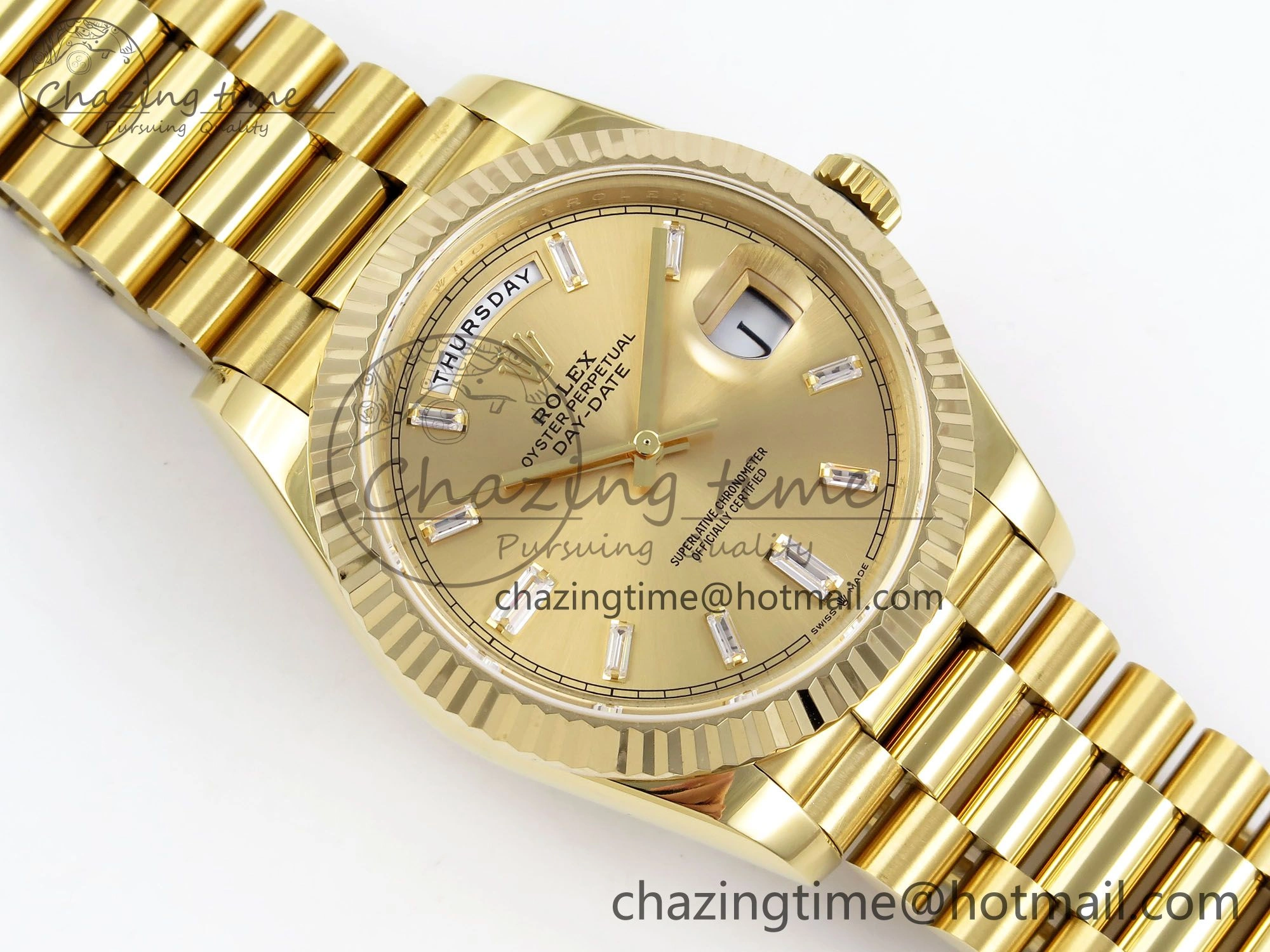 Day Date 40 YG JDF 904L Steel YG Crystal Dial on President Bracelet VR3255 V3 (Gain Weight)