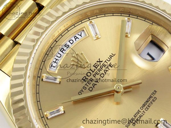 Day Date 40 YG JDF 904L Steel YG Crystal Dial on President Bracelet VR3255 V3 (Gain Weight)