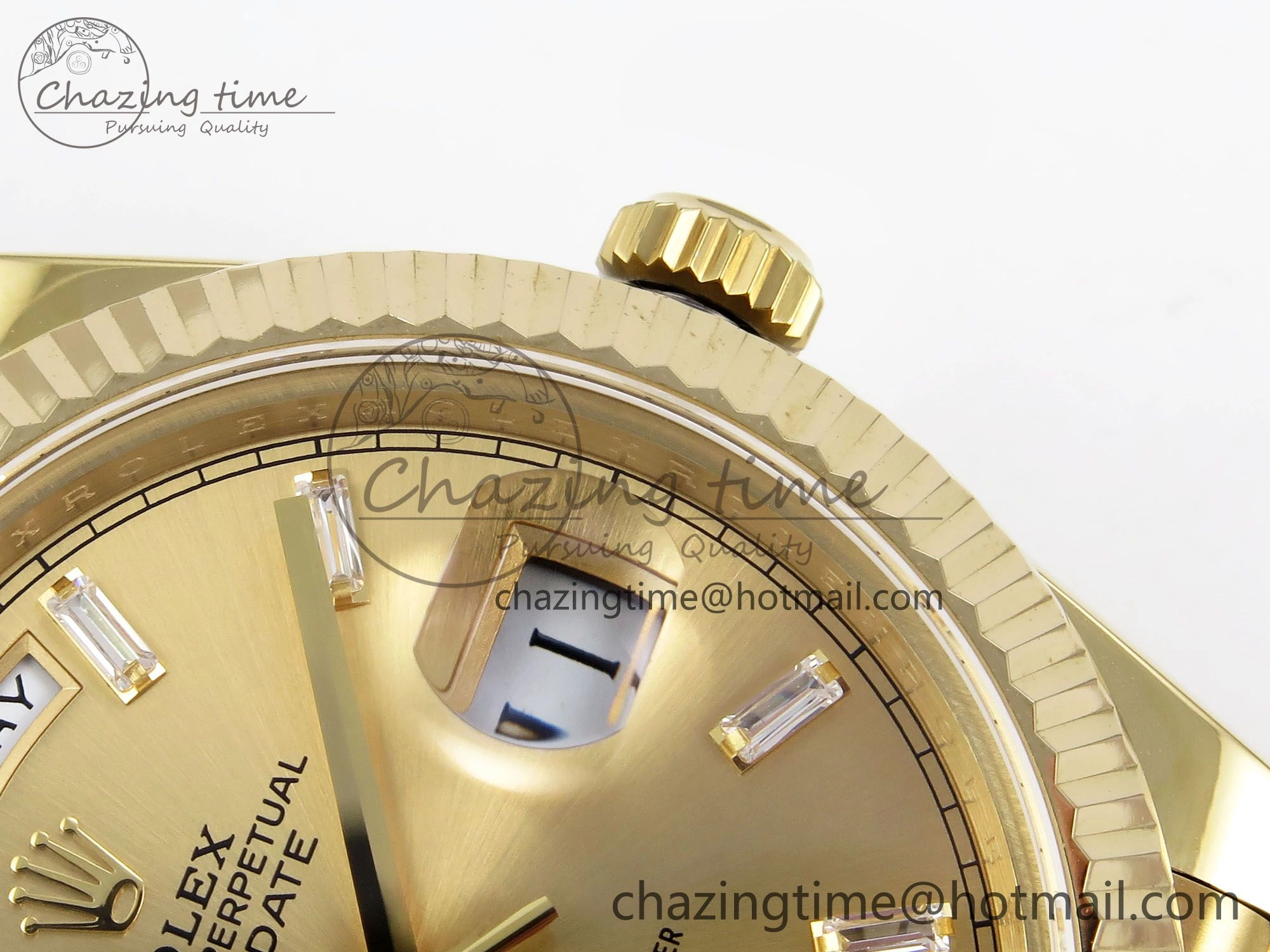 Day Date 40 YG JDF 904L Steel YG Crystal Dial on President Bracelet VR3255 V3 (Gain Weight)