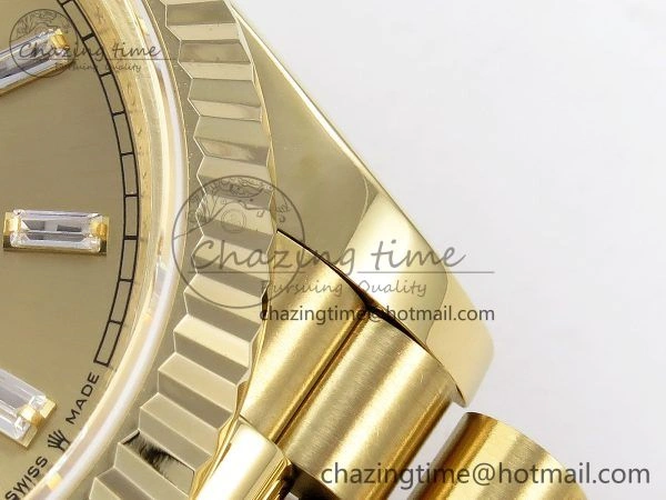 Day Date 40 YG JDF 904L Steel YG Crystal Dial on President Bracelet VR3255 V3 (Gain Weight)
