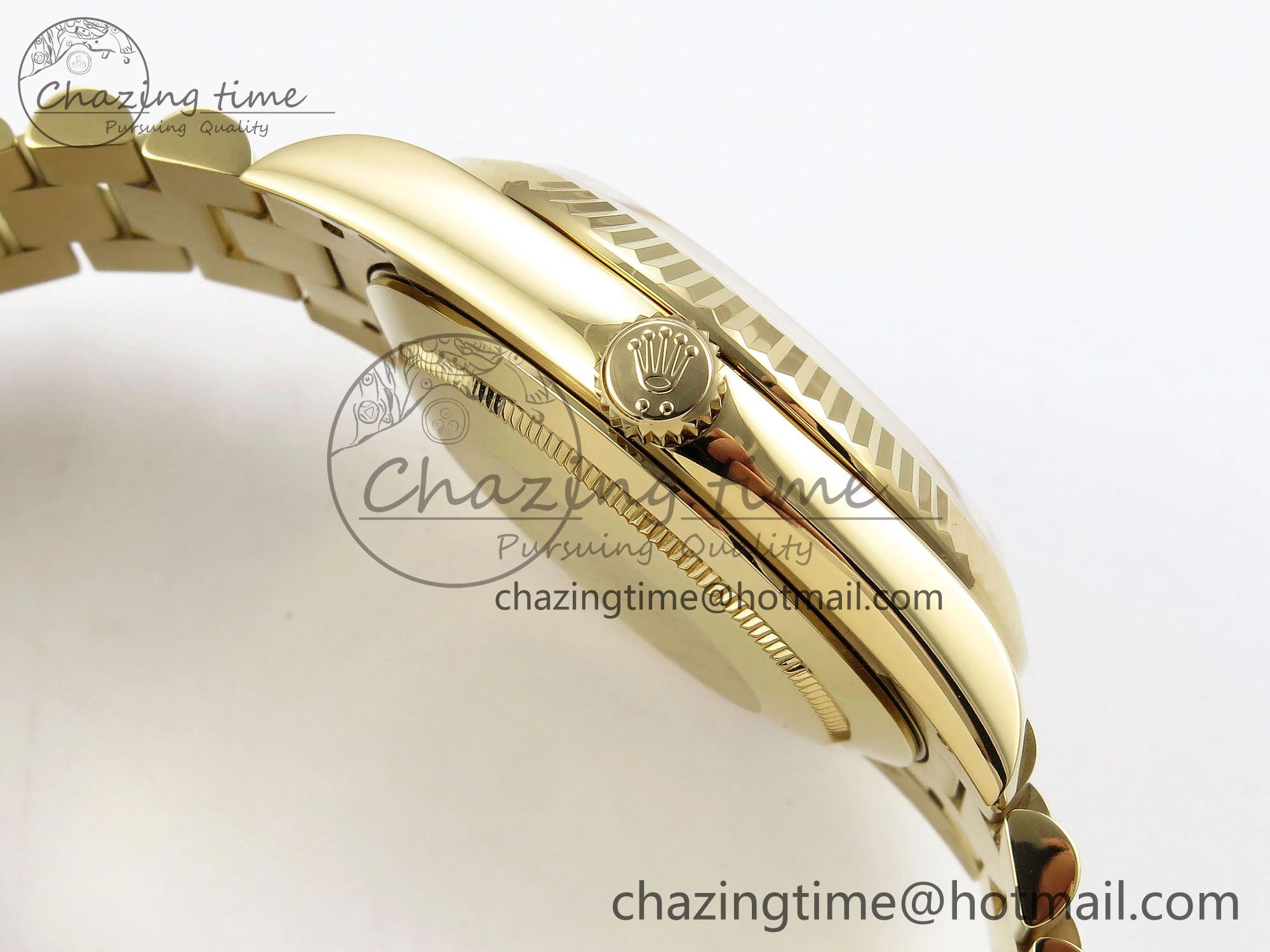 Day Date 40 YG JDF Gain Weight 904L Steel Silver Textured Stick Dial on President Bracelet VR3255 V3