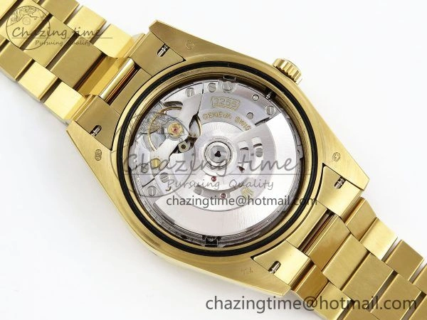 Day Date 40 YG JDF Gain Weight 904L Steel Silver Textured Stick Dial on President Bracelet VR3255 V3